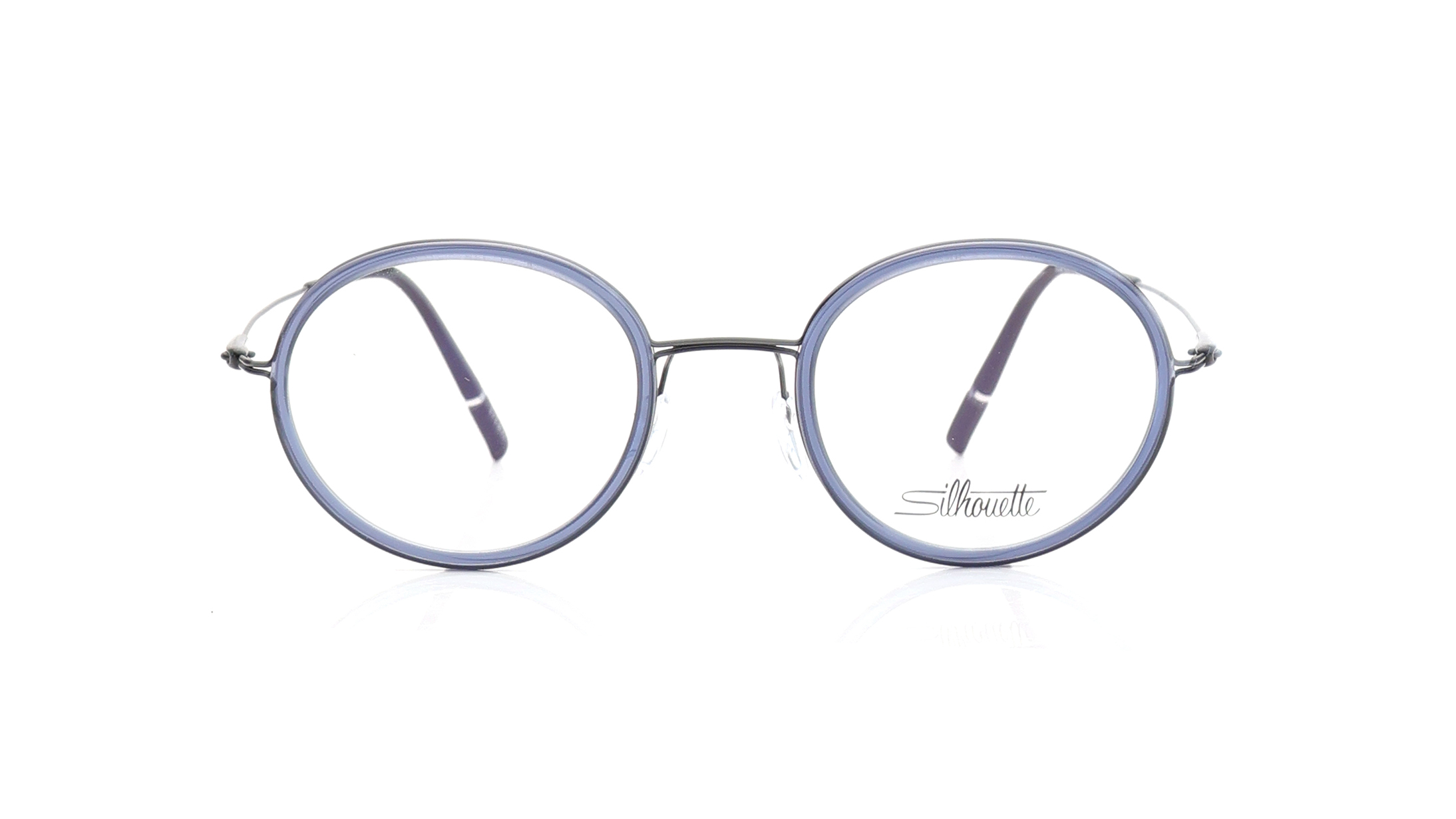 Image 1 of Blue Oval Eyeglasses for Men and Women from Silhouette Available at Titan Eye+
