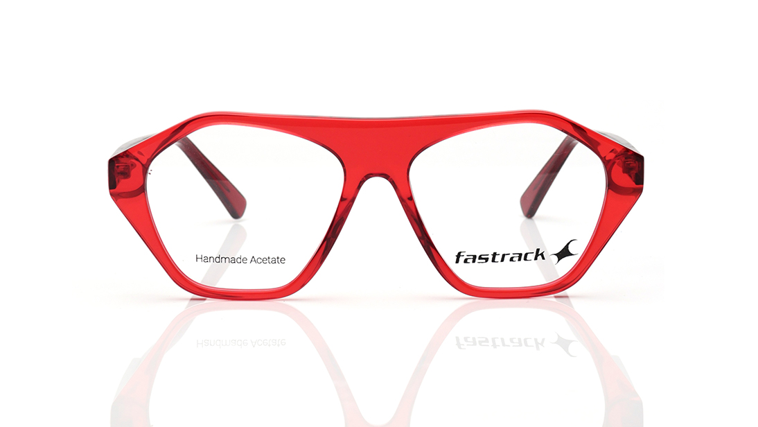 Image 1 of Red Geometric Rimmed Eyeglasses for Men and Women from Fastrack Available at Titan Eye+