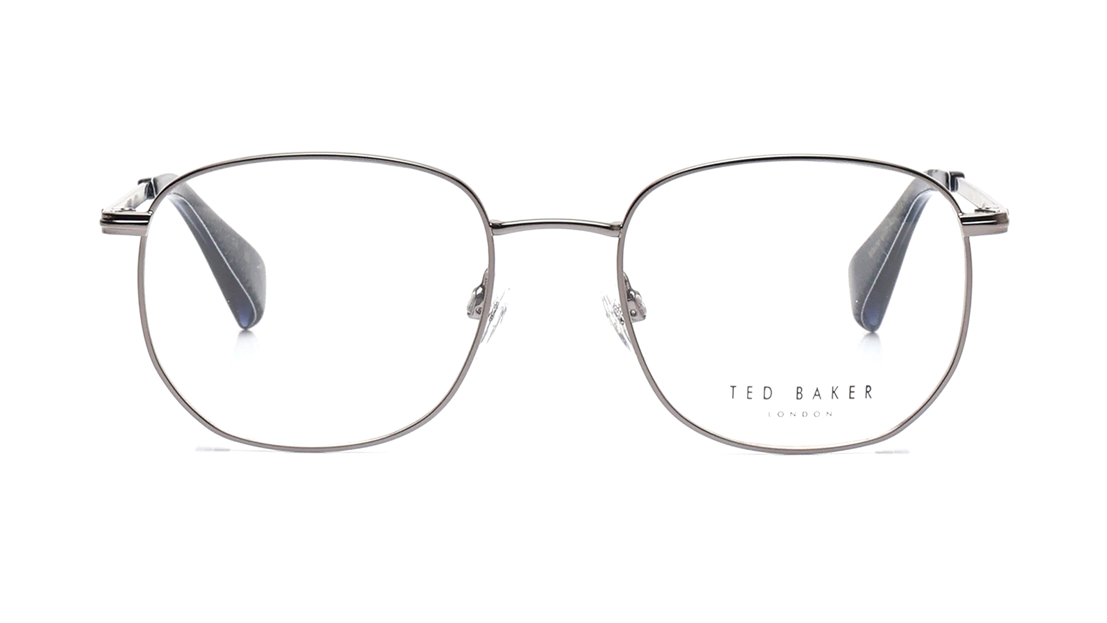Image 1 of Silver Square Eyeglasses for Men from Ted Baker Available at Titan Eye+