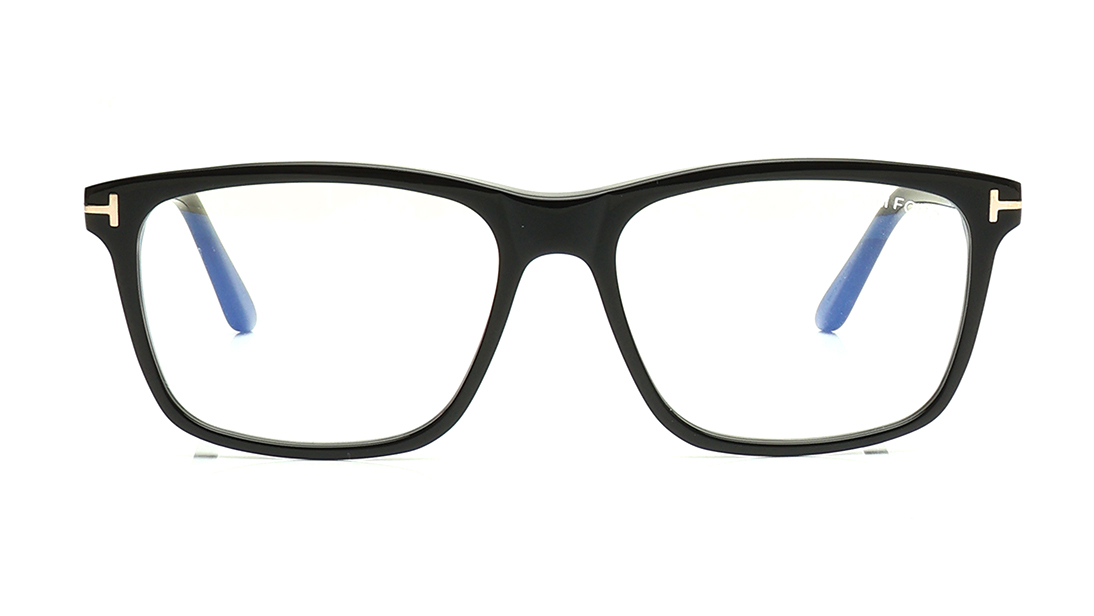 Image 1 of Black Geometric Eyeglasses for Men from Tom Ford Available at Titan Eye+