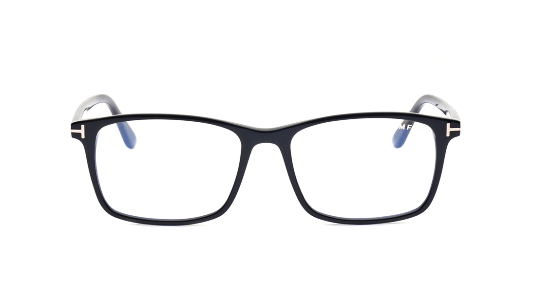 Image 1 of Black Geometric Eyeglasses for Men from Tomford Available at Titan Eye+