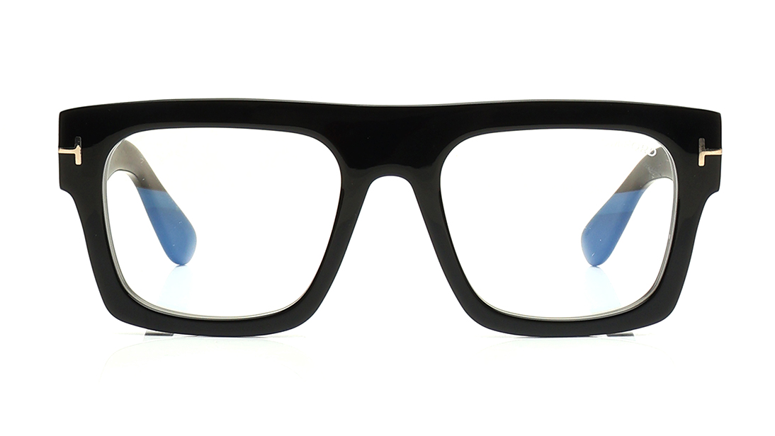 Image 1 of Black Geometric Eyeglasses for Men from Tomford Available at Titan Eye+