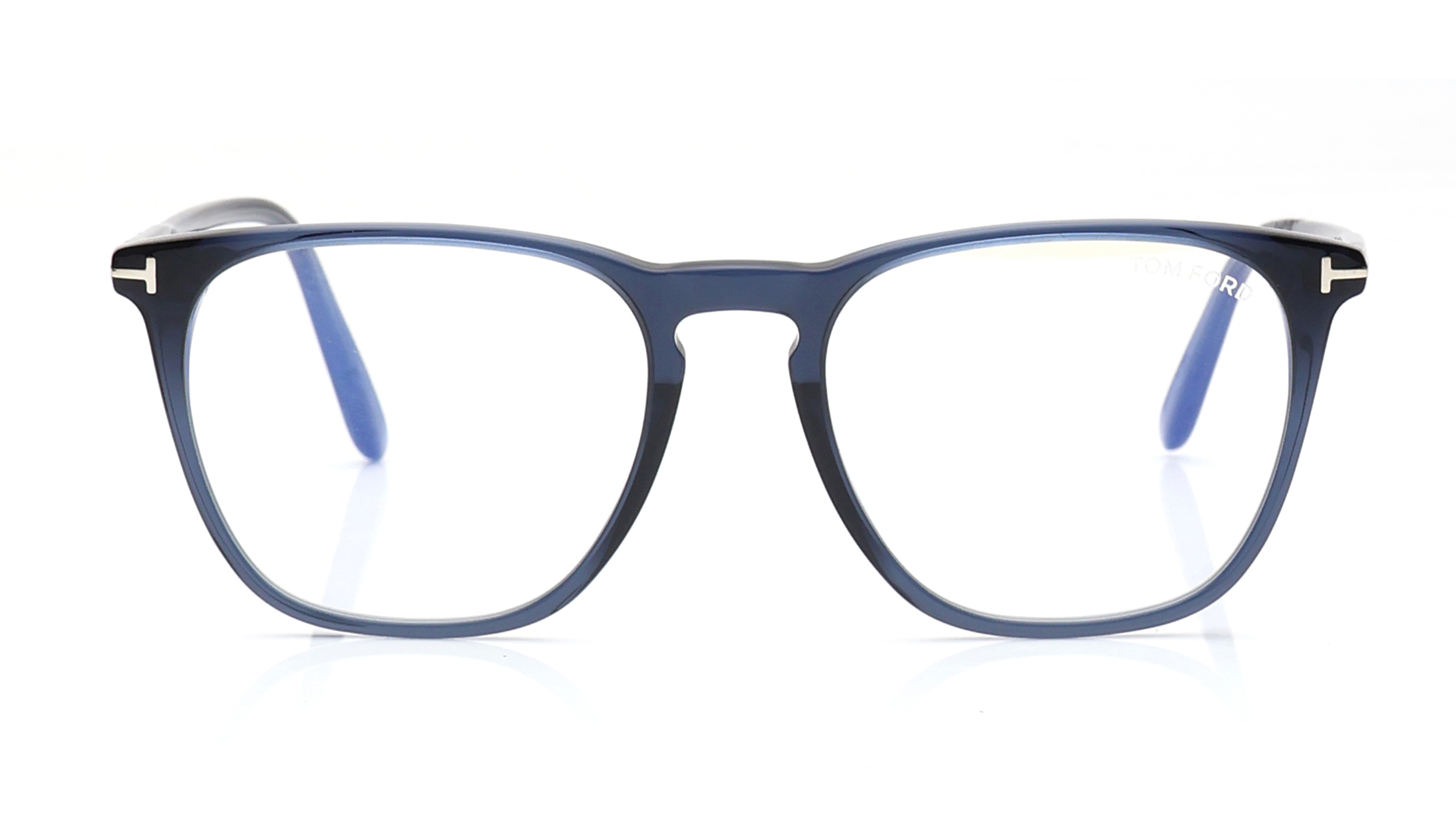 Image 1 of Blue Square Eyeglasses for Men from Tom Ford Available at Titan Eye+