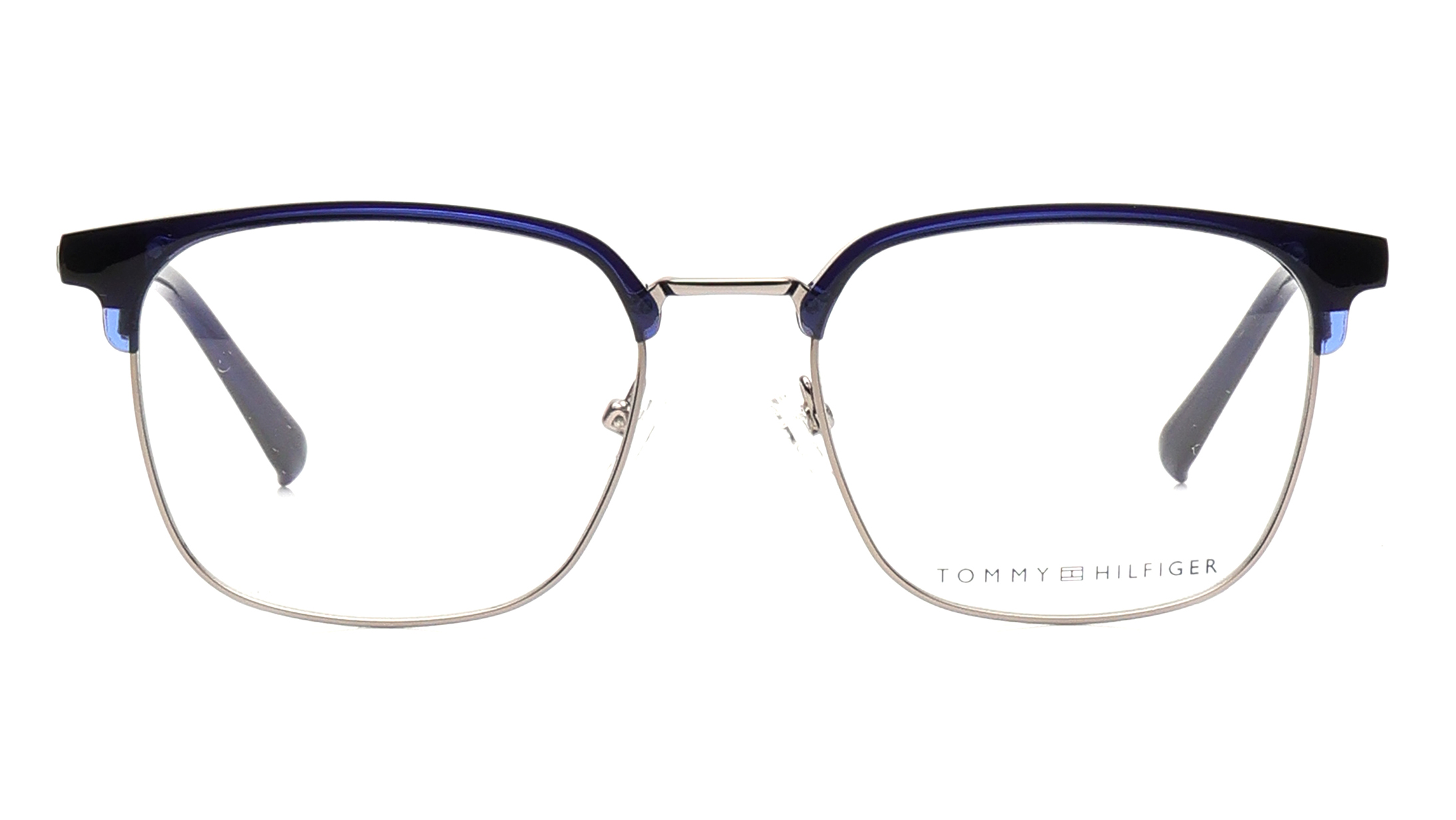 Image 1 of Grey Clubmaster Eyeglasses for Men from Tommy Hilfiger Available at Titan Eye+