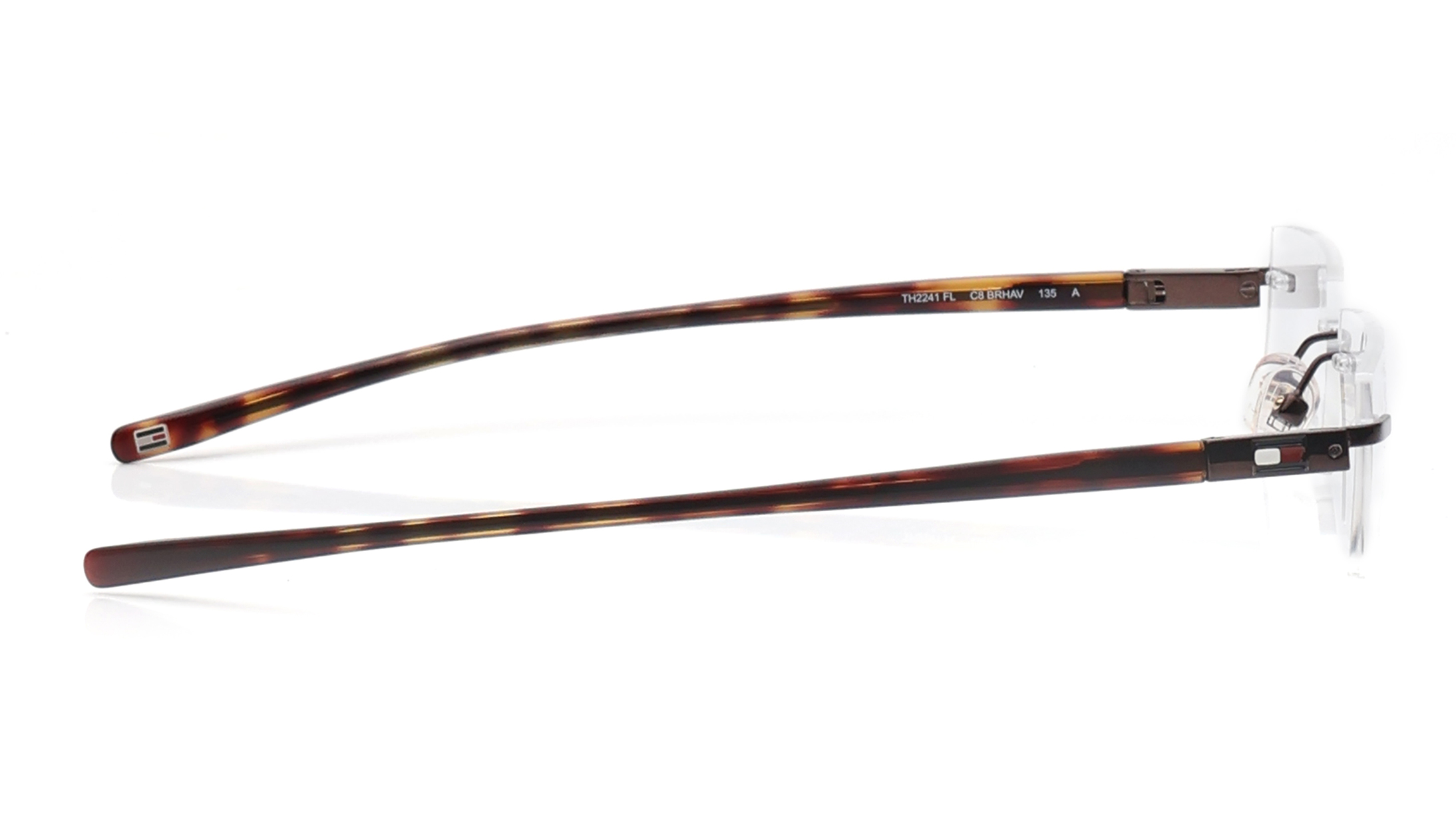 Image 3 of Brown Rectangle Rimless Eyeglasses for Men and Women from Tommy Hilfiger Available at Titan Eye+