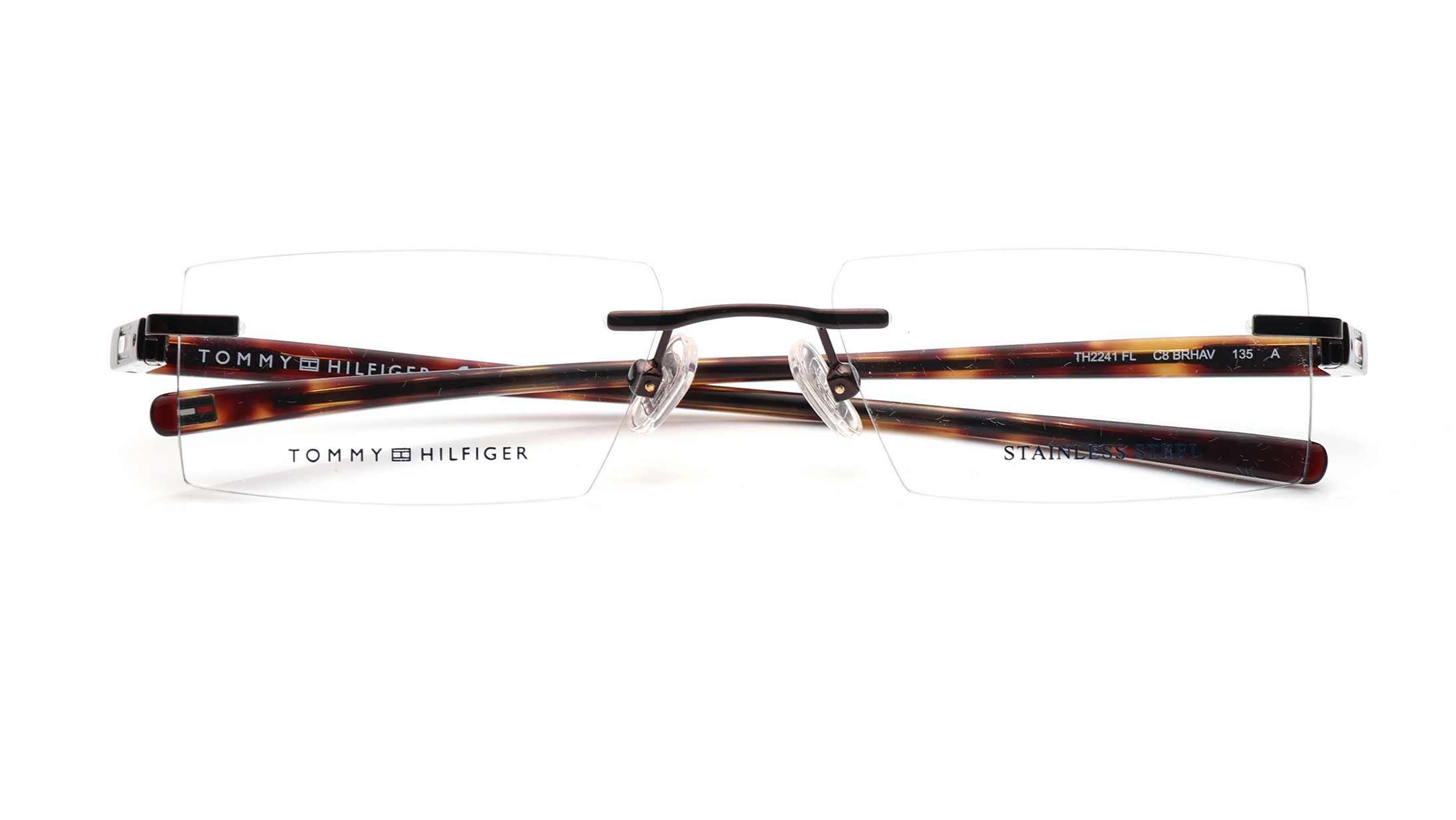 Image 6 of Brown Rectangle Rimless Eyeglasses for Men and Women from Tommy Hilfiger Available at Titan Eye+