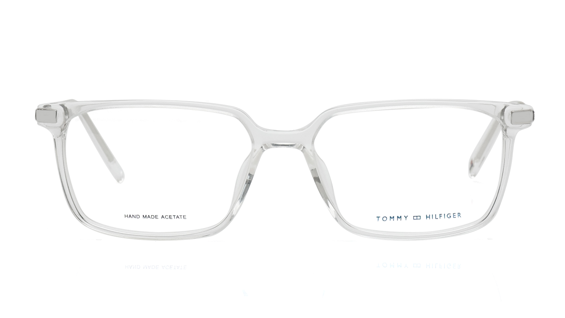Image 1 of Black Rectangle Rimmed Eyeglasses for Men from Tommy Hilfiger Available at Titan Eye+