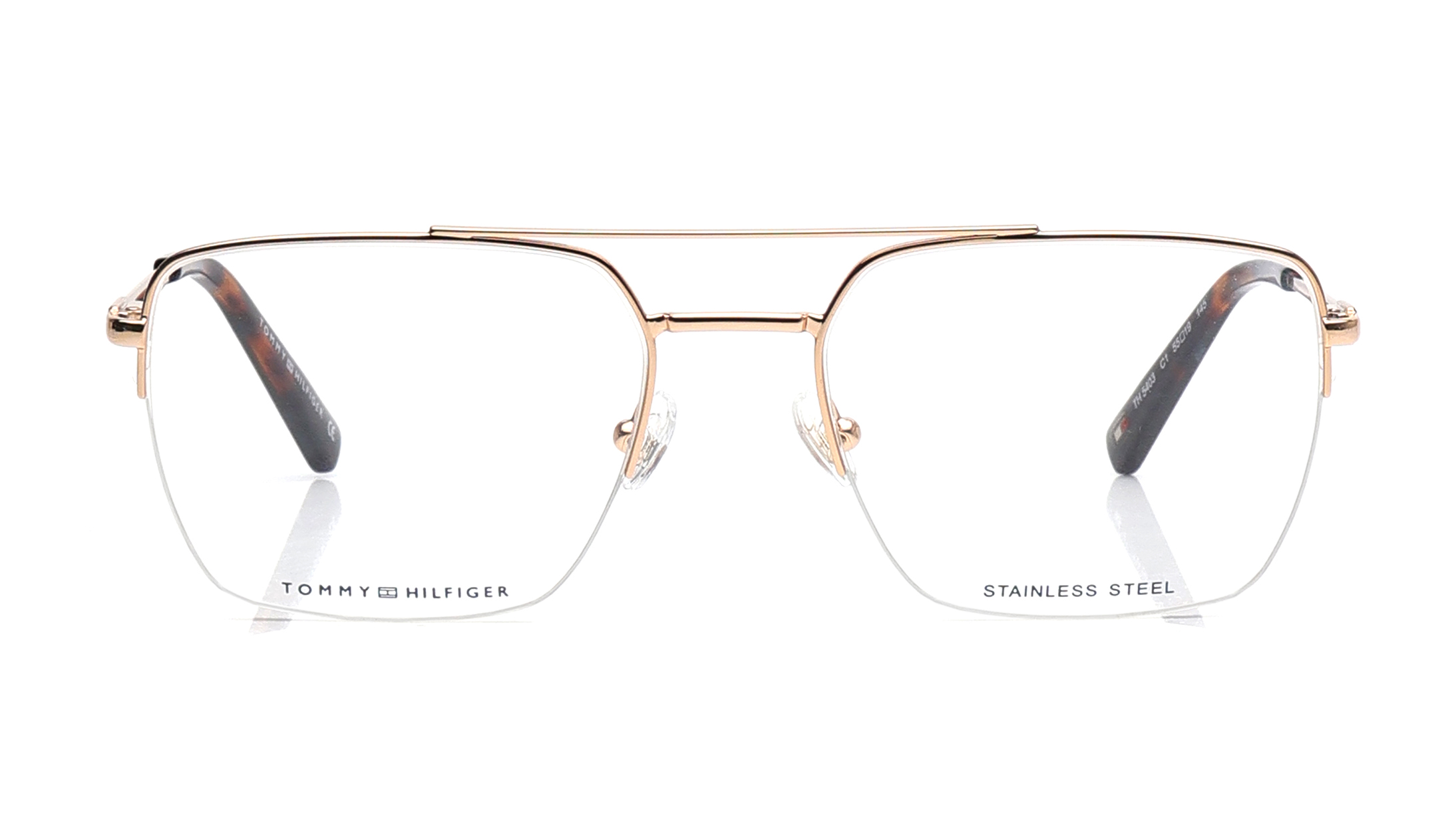 Image 1 of Gold Navigator Eyeglasses for Men from Tommy Hilfiger Available at Titan Eye+