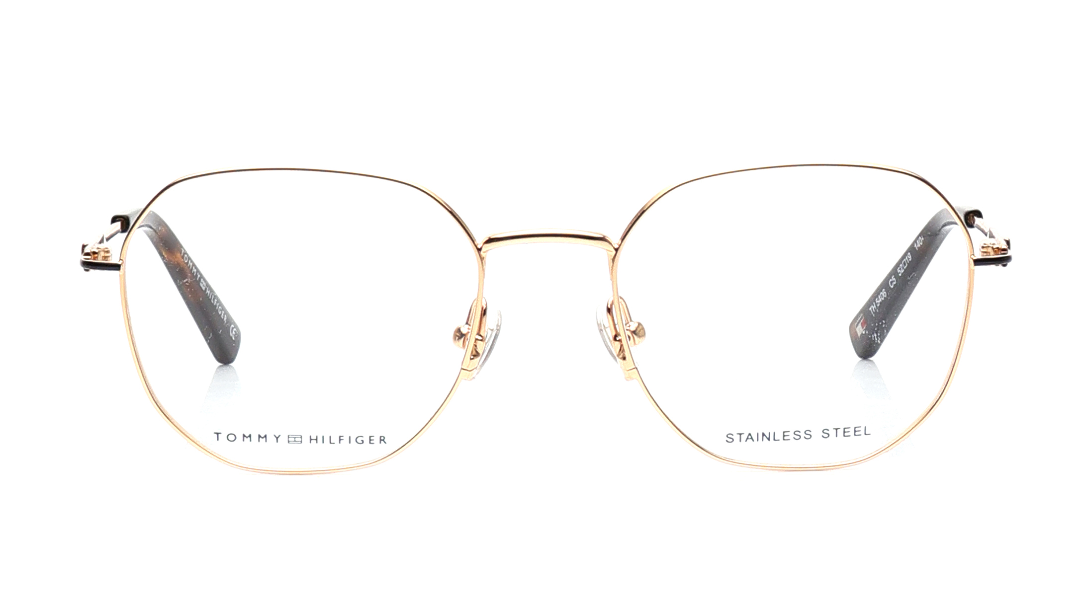 Image 1 of Gold Round Eyeglasses for Men and Women from Tommy Hilfiger Available at Titan Eye+