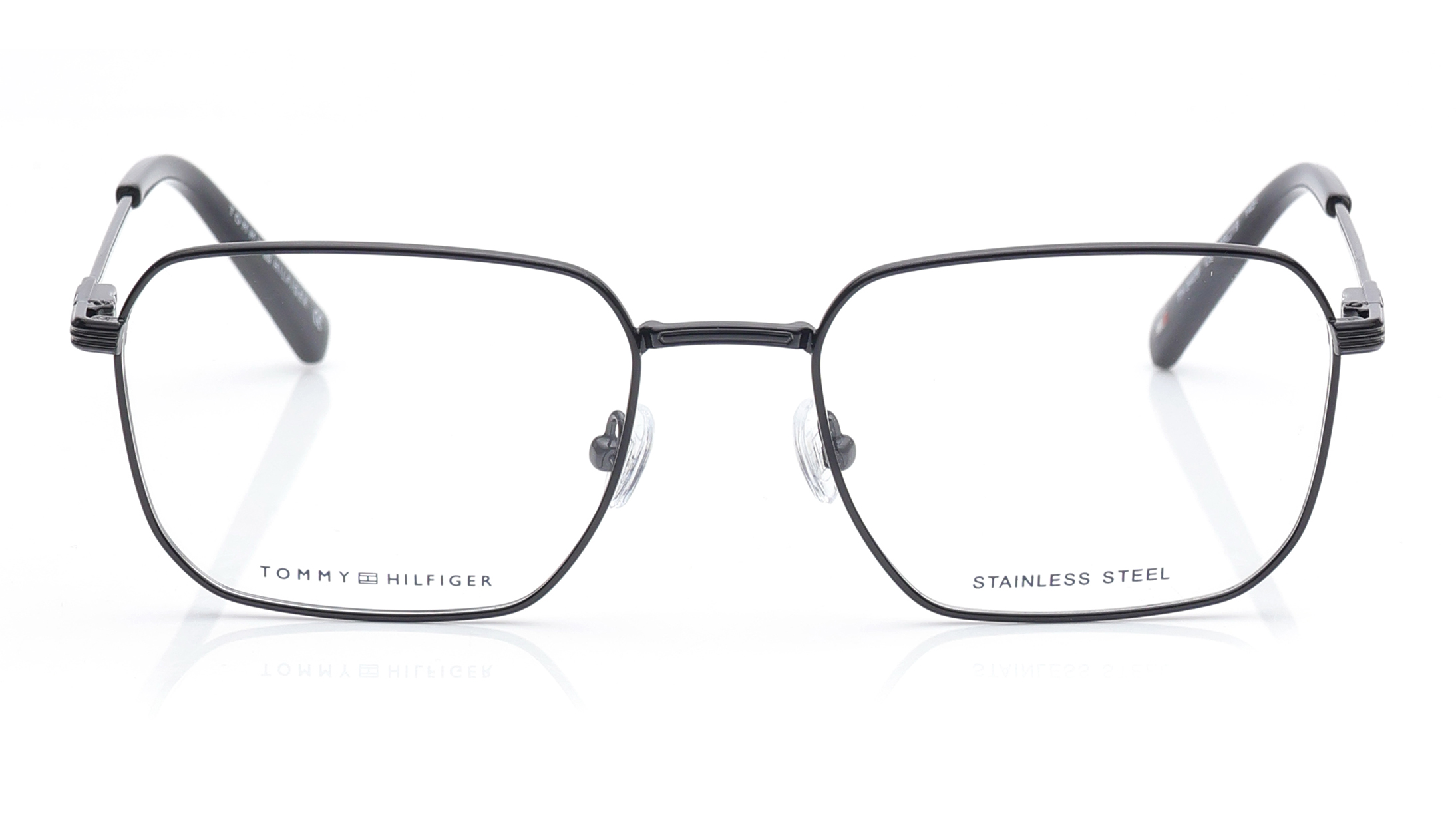 Image 1 of Black Square Eyeglasses for Men from Tommy Hilfiger Available at Titan Eye+