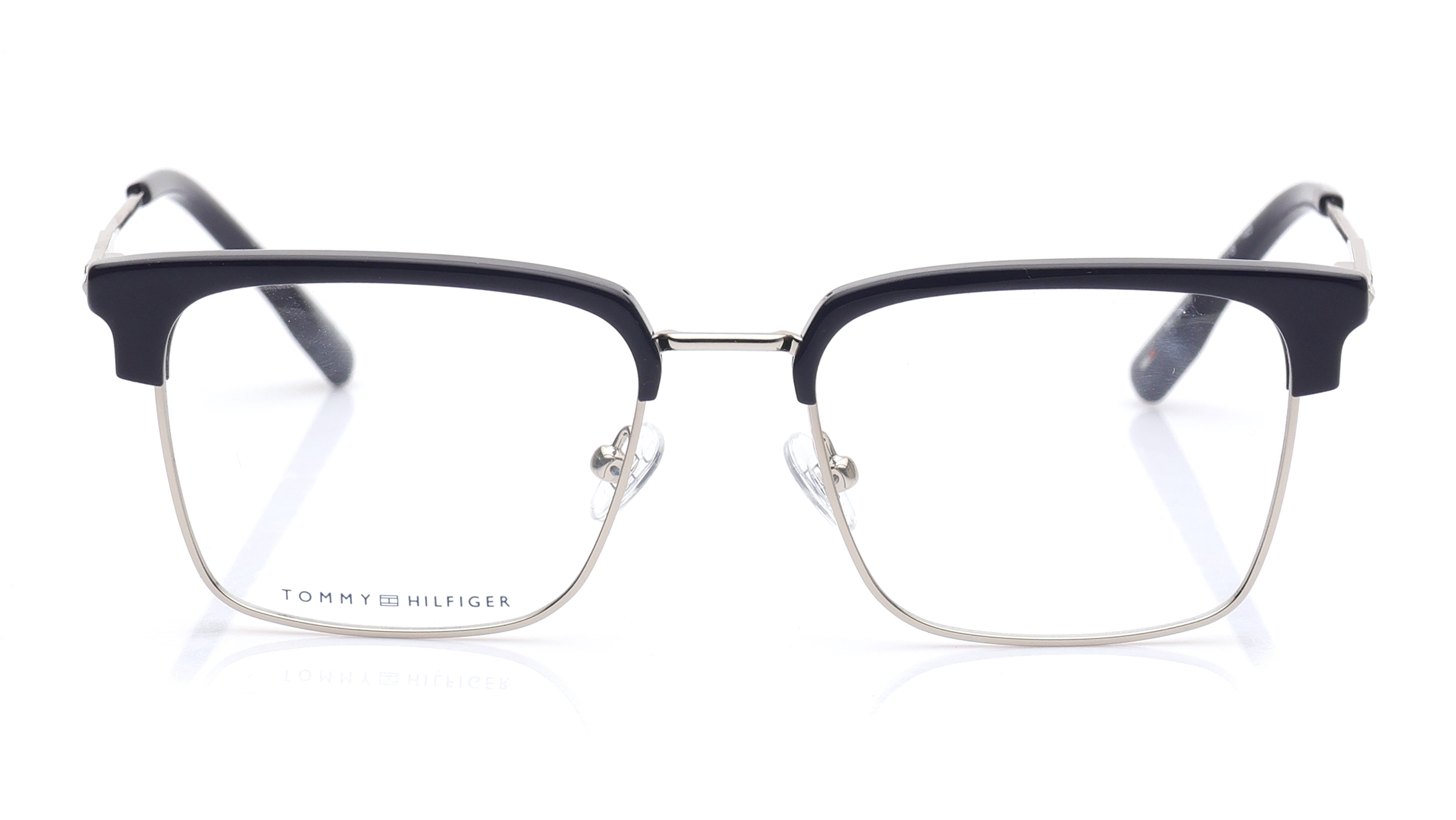 Image 1 of Black Clubmaster Eyeglasses for Men from Tommy Hilfiger Available at Titan Eye+