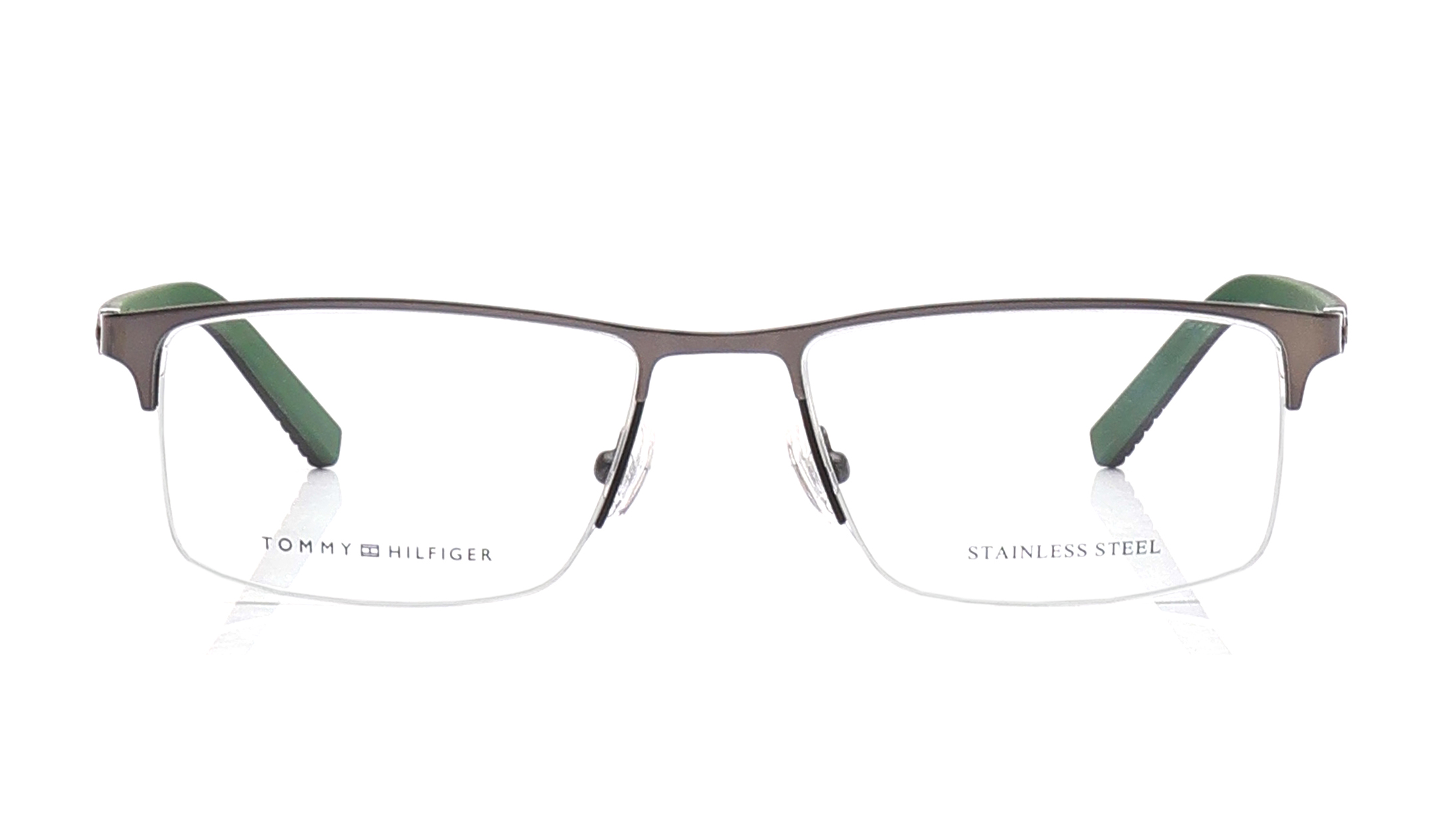 Image 1 of Gun Metal Rectangle Eyeglasses for Men from Tommy Hilfiger Available at Titan Eye+