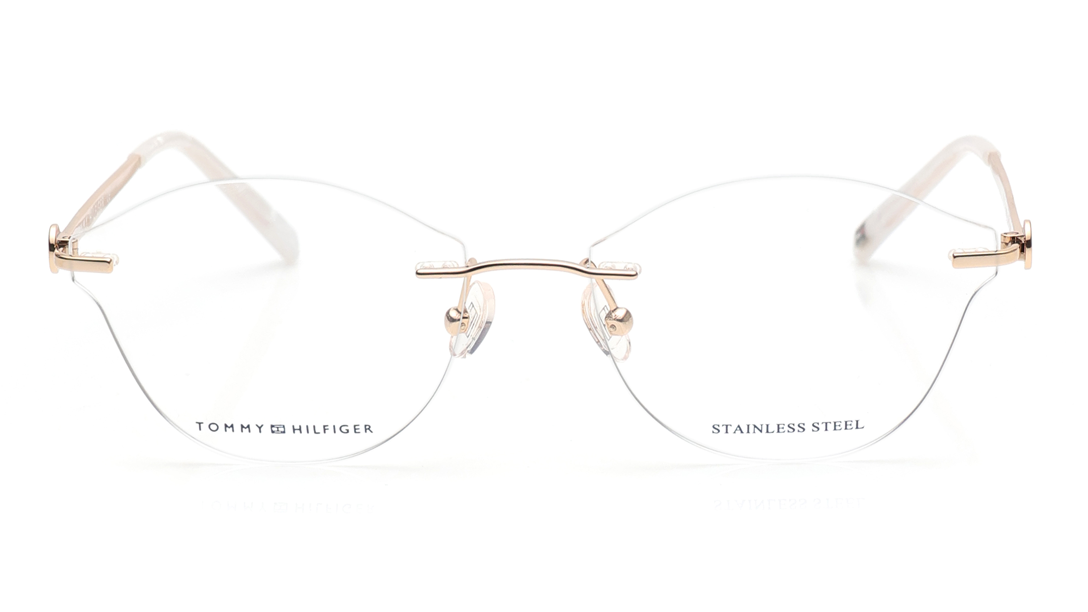 Image 1 of Gold Cateye Eyeglasses for Women from Tommy Hilfiger Available at Titan Eye+