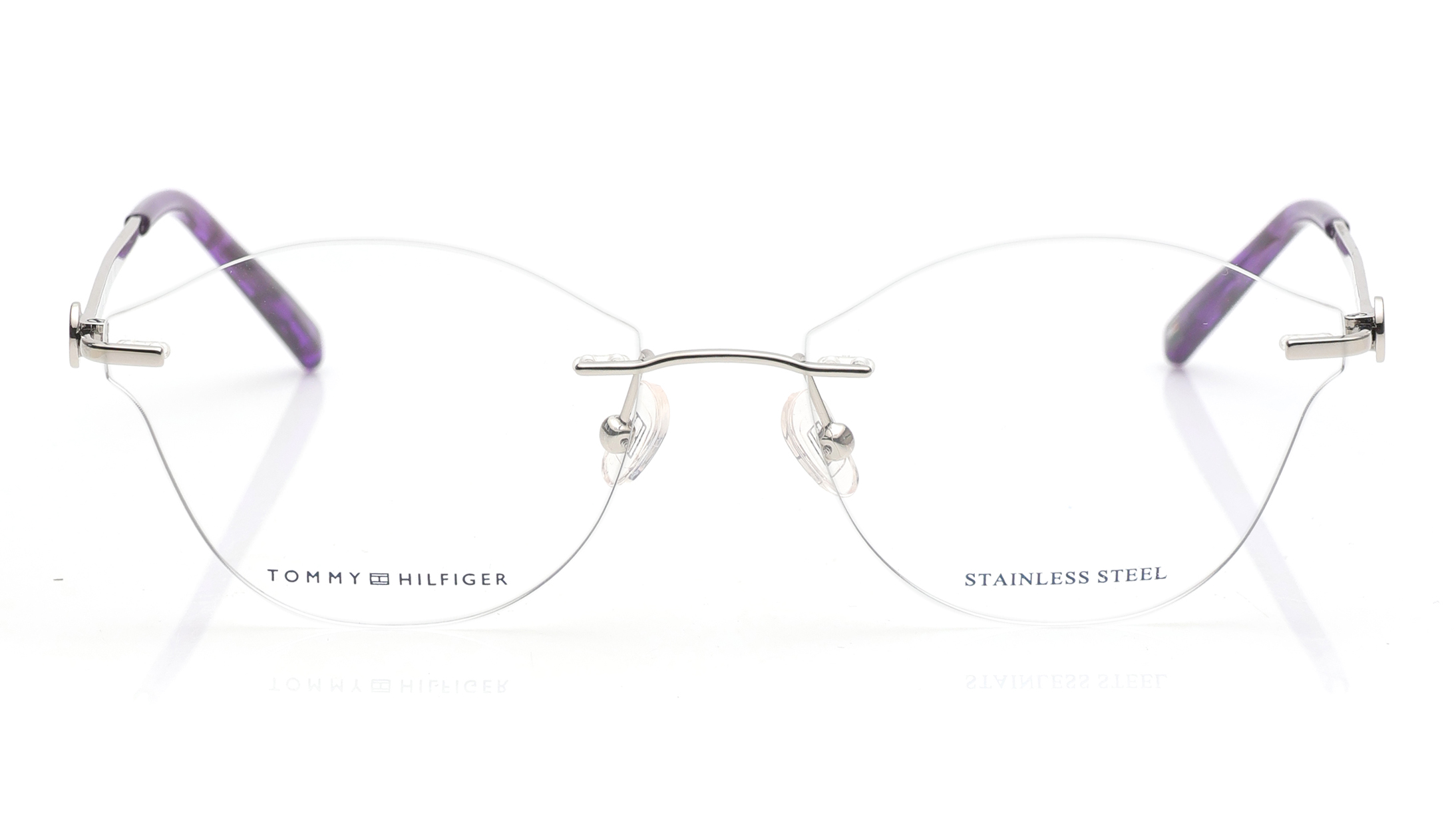 Image 1 of Silver Cateye Eyeglasses for Women from Tommy Hilfiger Available at Titan Eye+