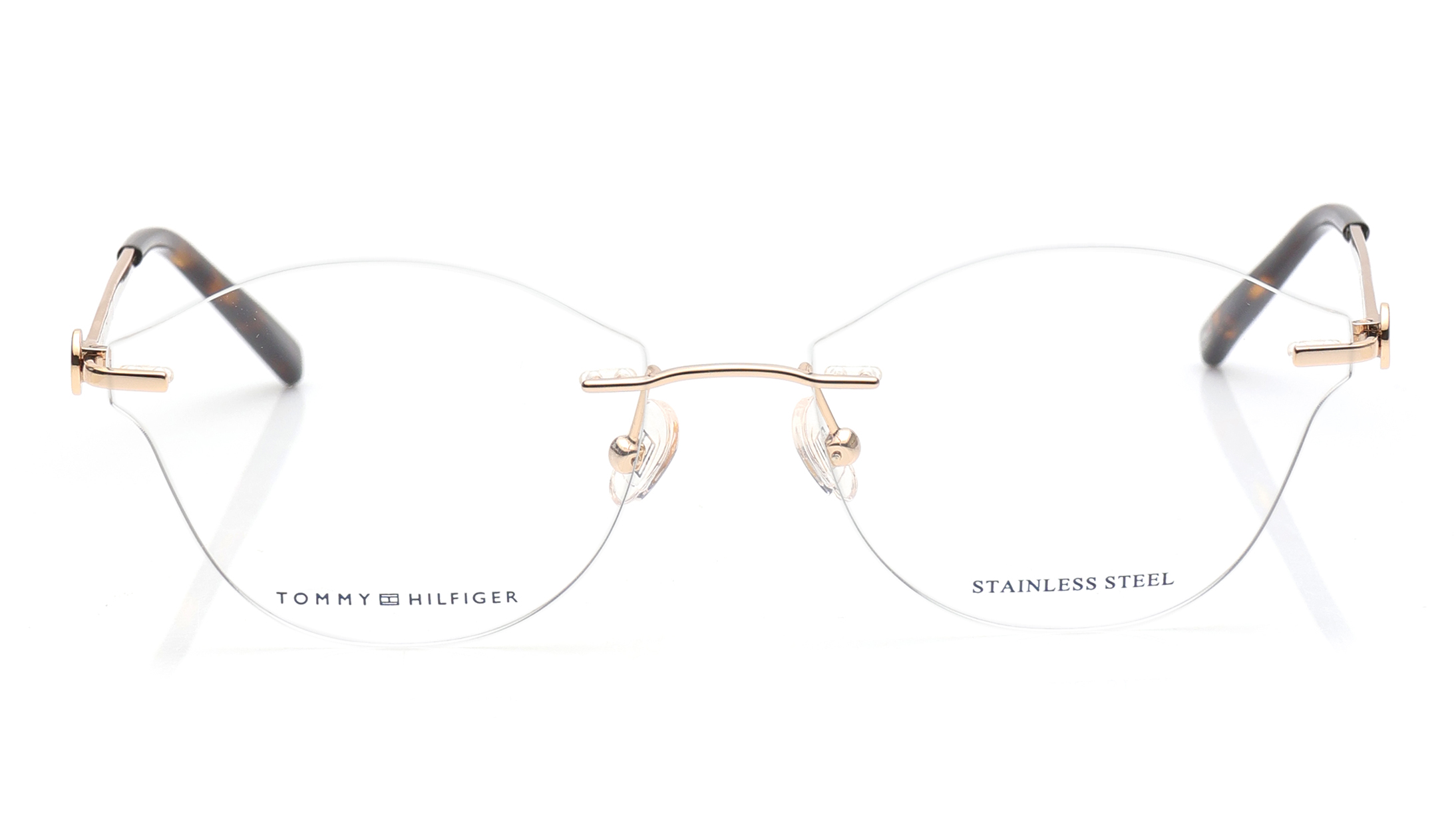 Image 1 of Gold Cateye Eyeglasses for Women from Tommy Hilfiger Available at Titan Eye+