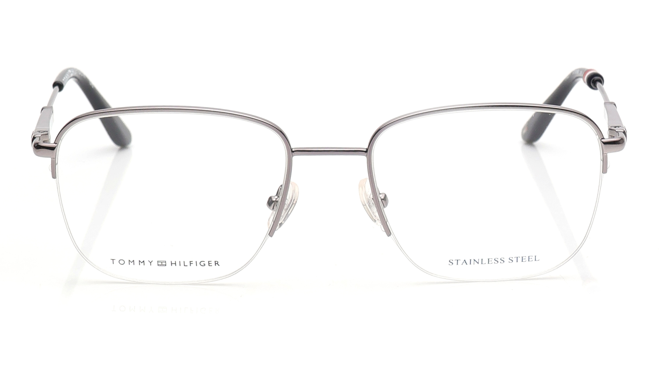 Image 1 of Gunmetal Oval Eyeglasses for Men and Women from Tommy Hilfiger Available at Titan Eye+