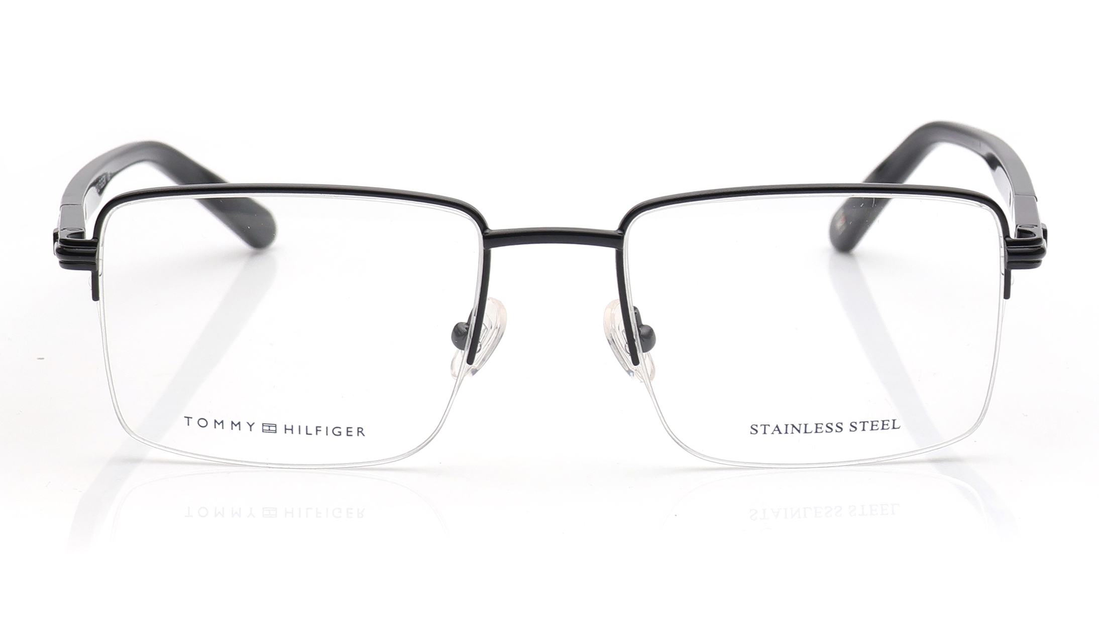 Image 1 of Black Square Eyeglasses for Men from Tommy Hilfiger Available at Titan Eye+