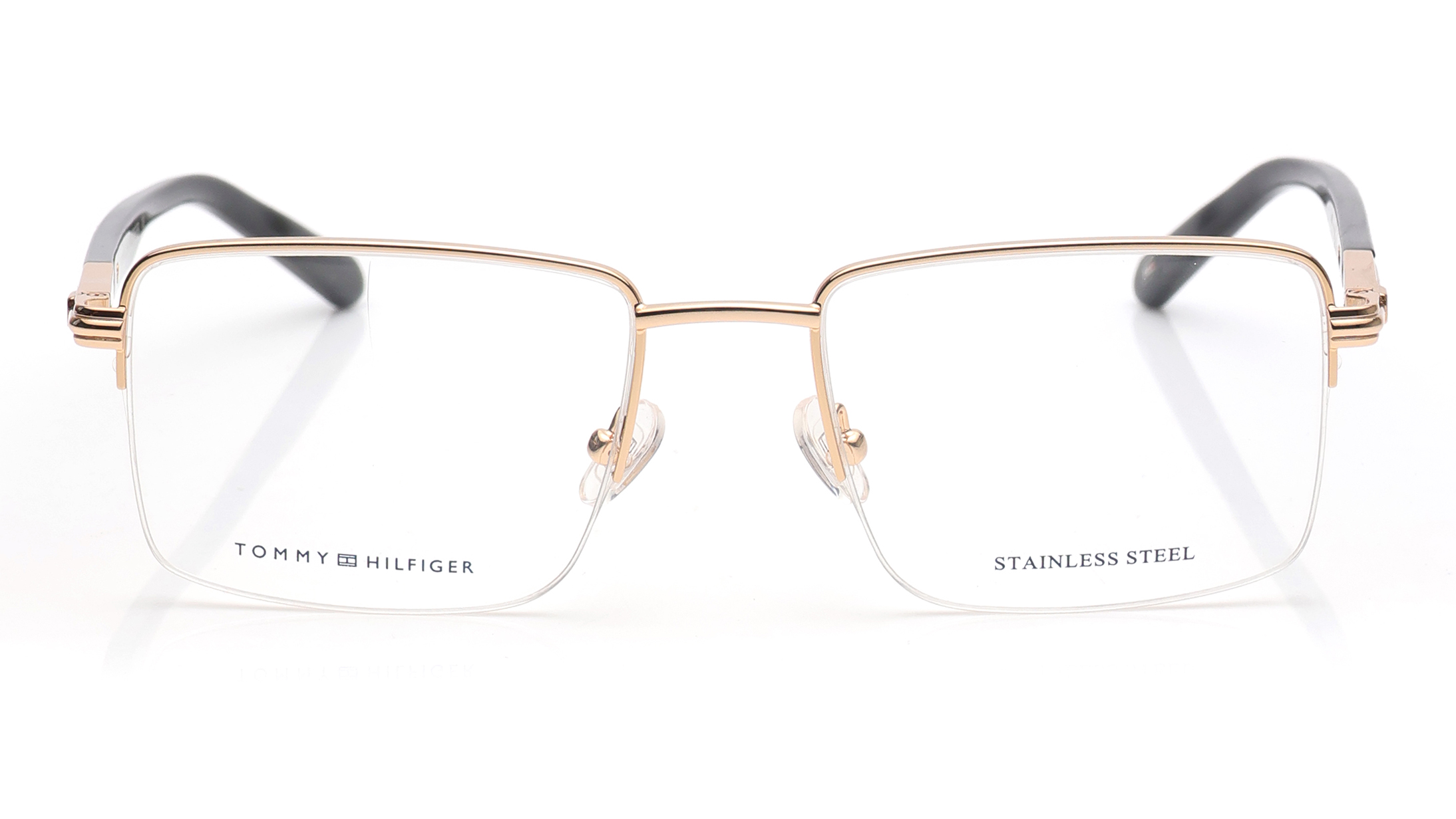 Image 1 of Gold Square Eyeglasses for Men from Tommy Hilfiger Available at Titan Eye+