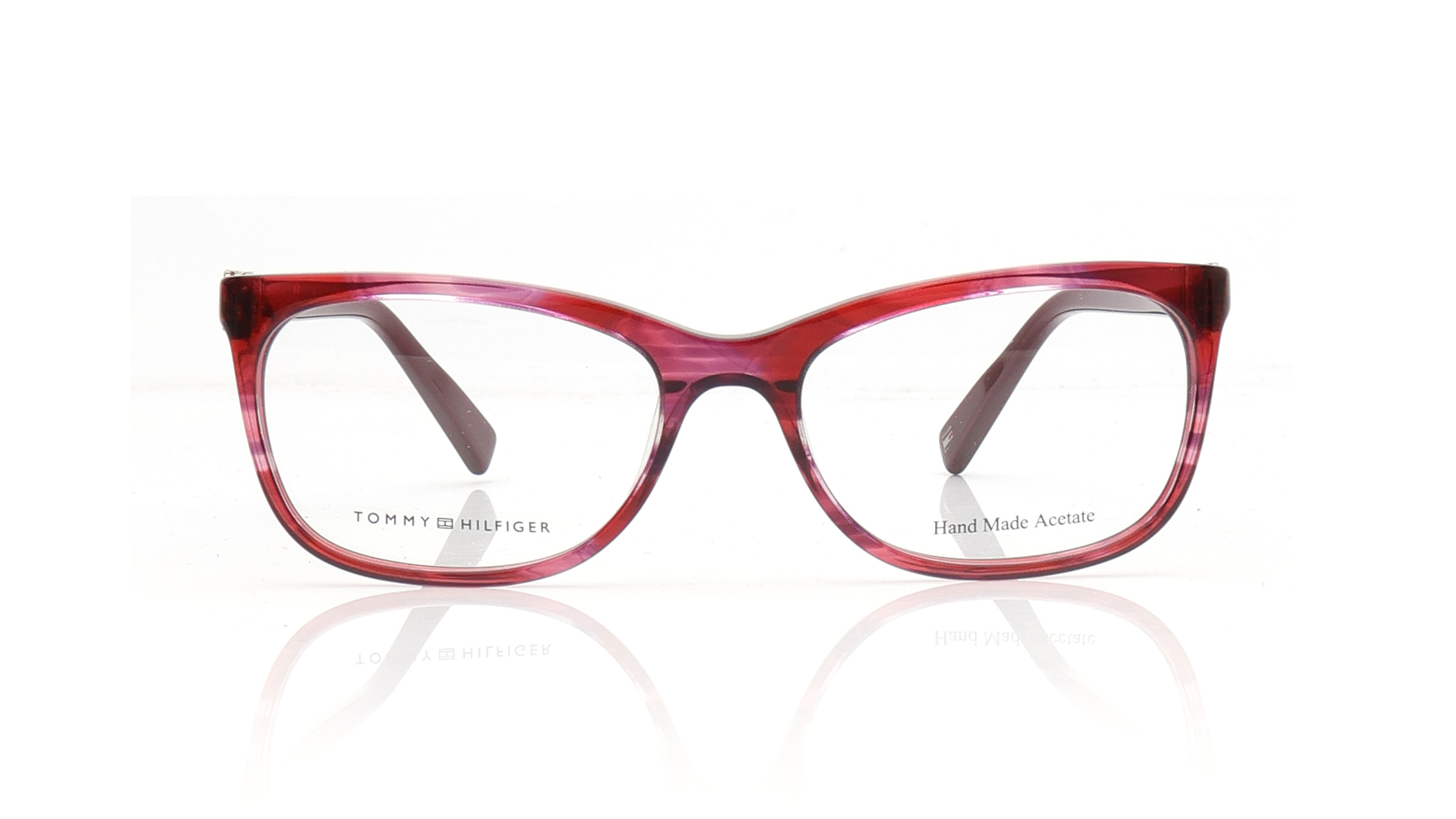 Image 1 of Red Rectangle Eyeglasses for Women from Tommy Hilfiger Available at Titan Eye+