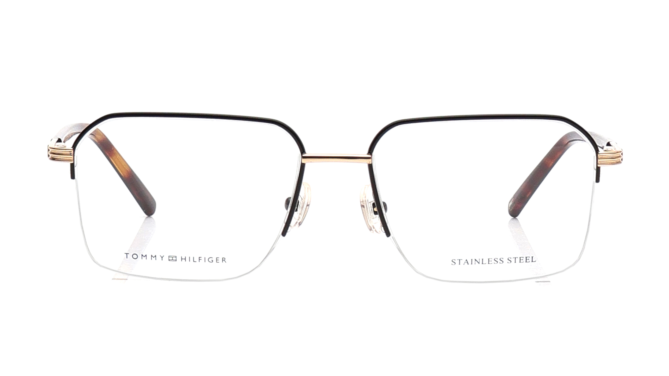 Image 1 of Black Geometric Eyeglasses for Men from Tommy Hilfiger Available at Titan Eye+
