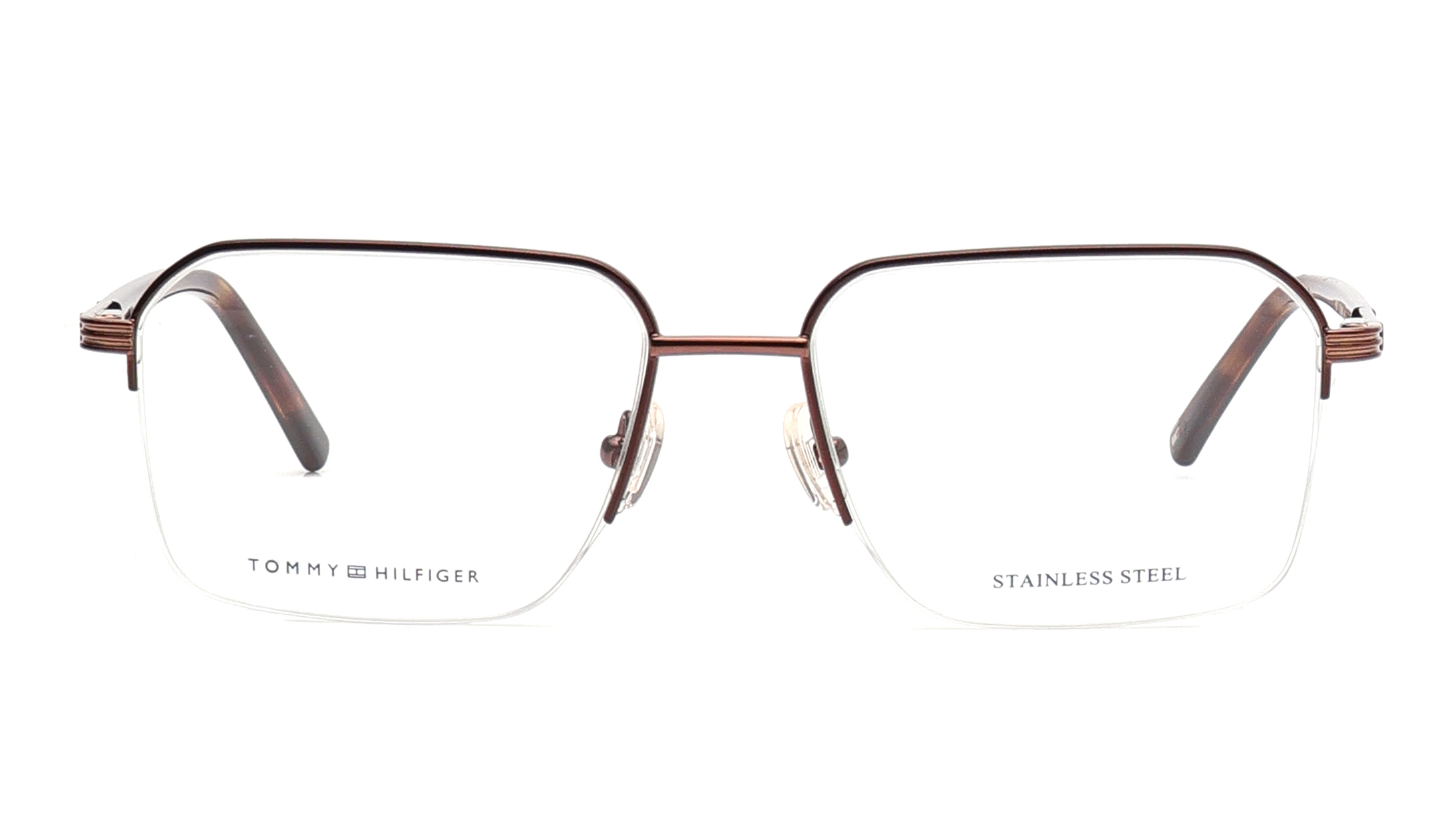 Image 1 of Brown Square Eyeglasses for Men from Tommy Hilfiger Available at Titan Eye+