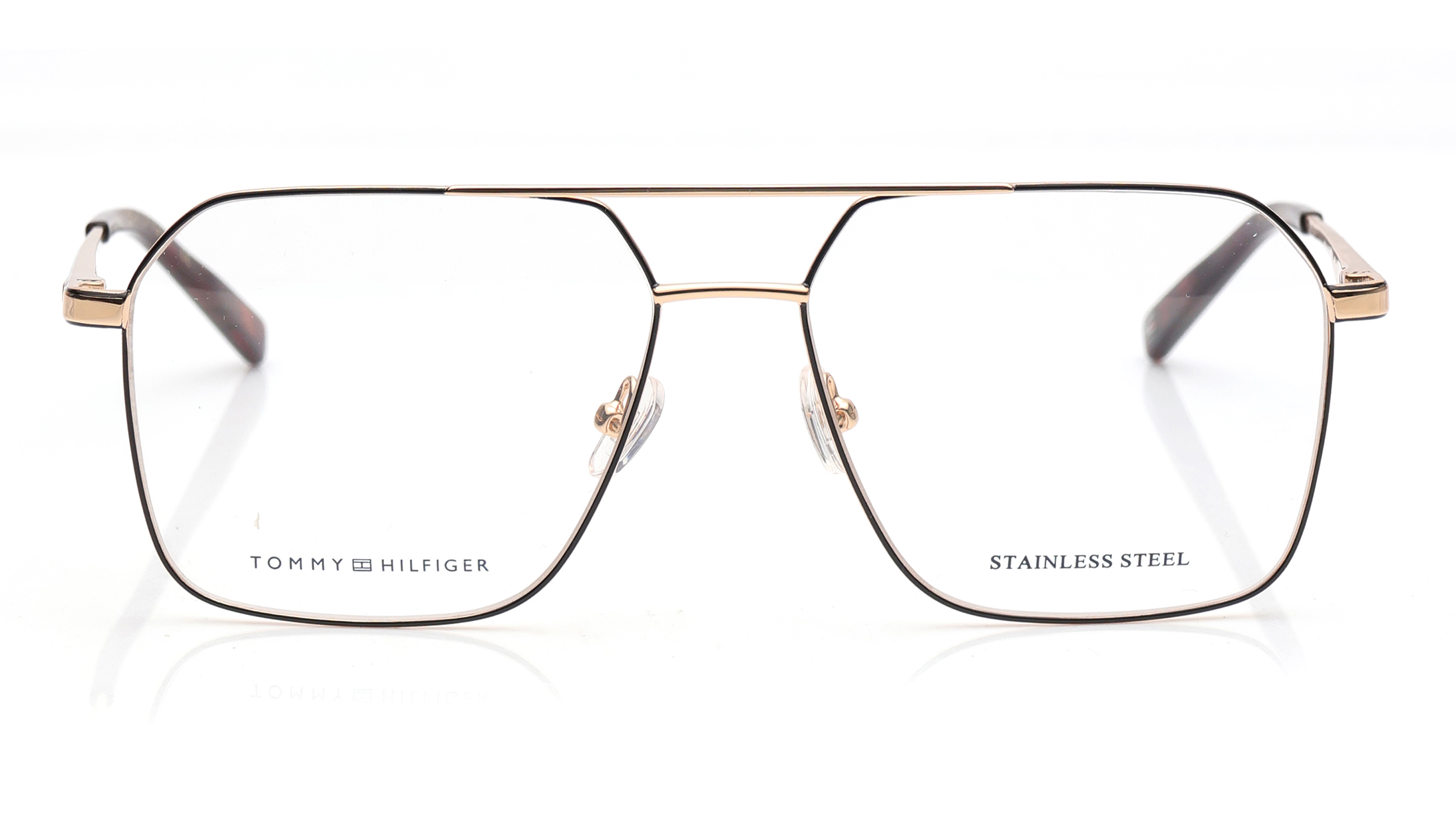 Image 1 of Gold Navigator Eyeglasses for Men from Tommy Hilfiger Available at Titan Eye+