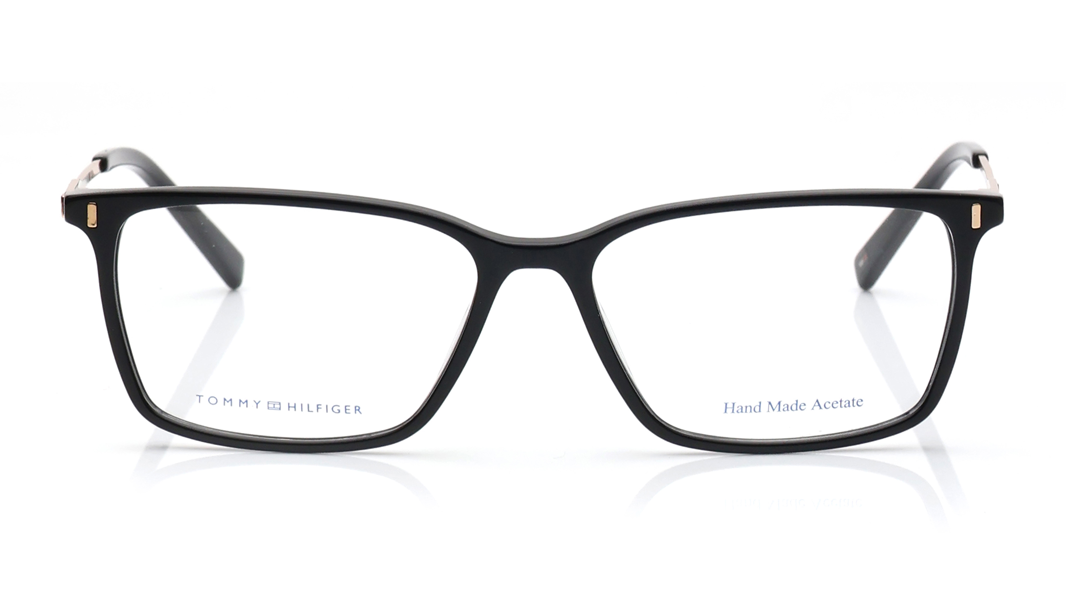 Image 1 of Black Rectangle Rimmed Eyeglasses for Men from Tommy Hilfiger Available at Titan Eye+
