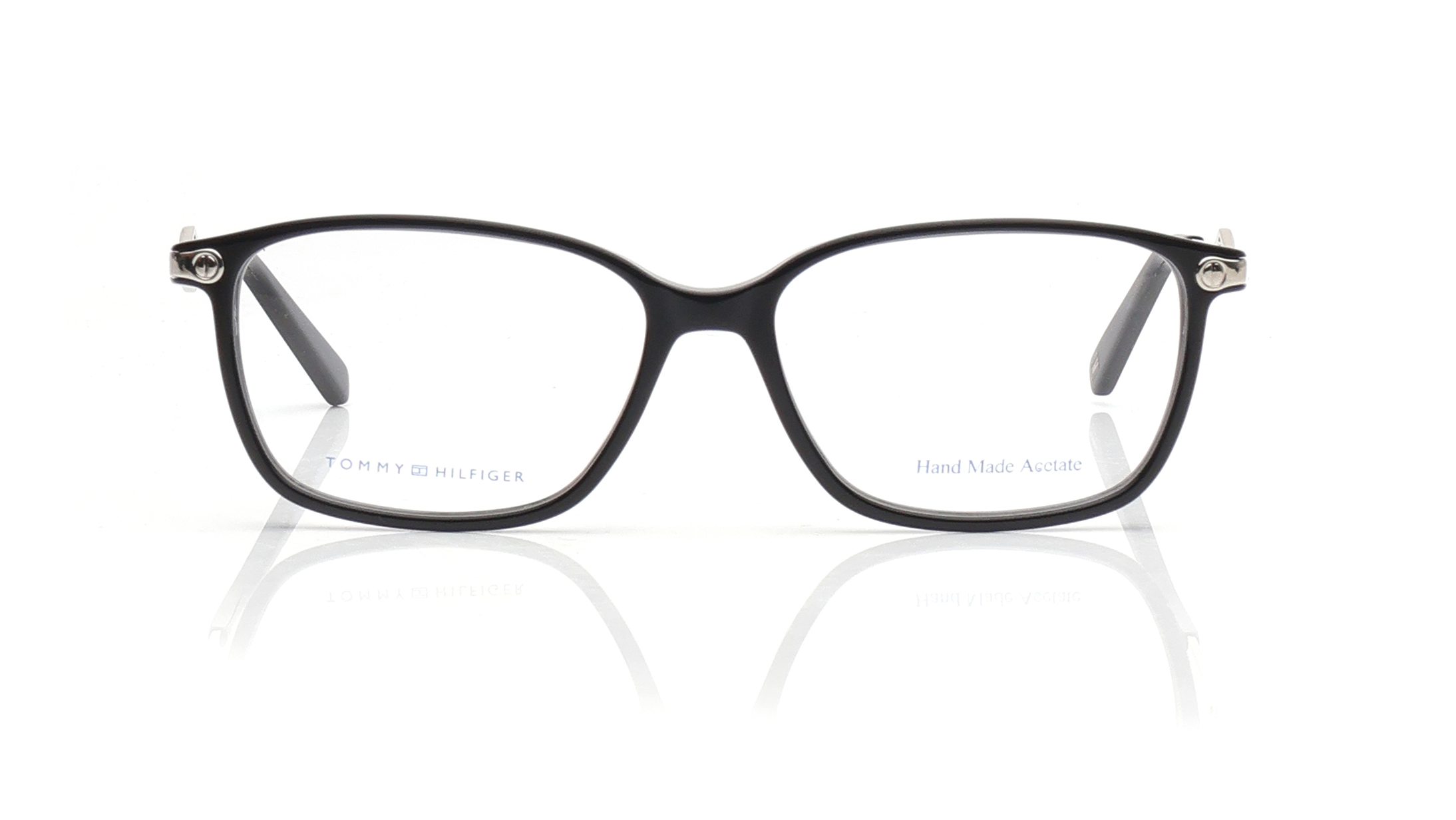 Image 1 of Black Rectangle Eyeglasses for Women from Tommy Hilfiger Available at Titan Eye+