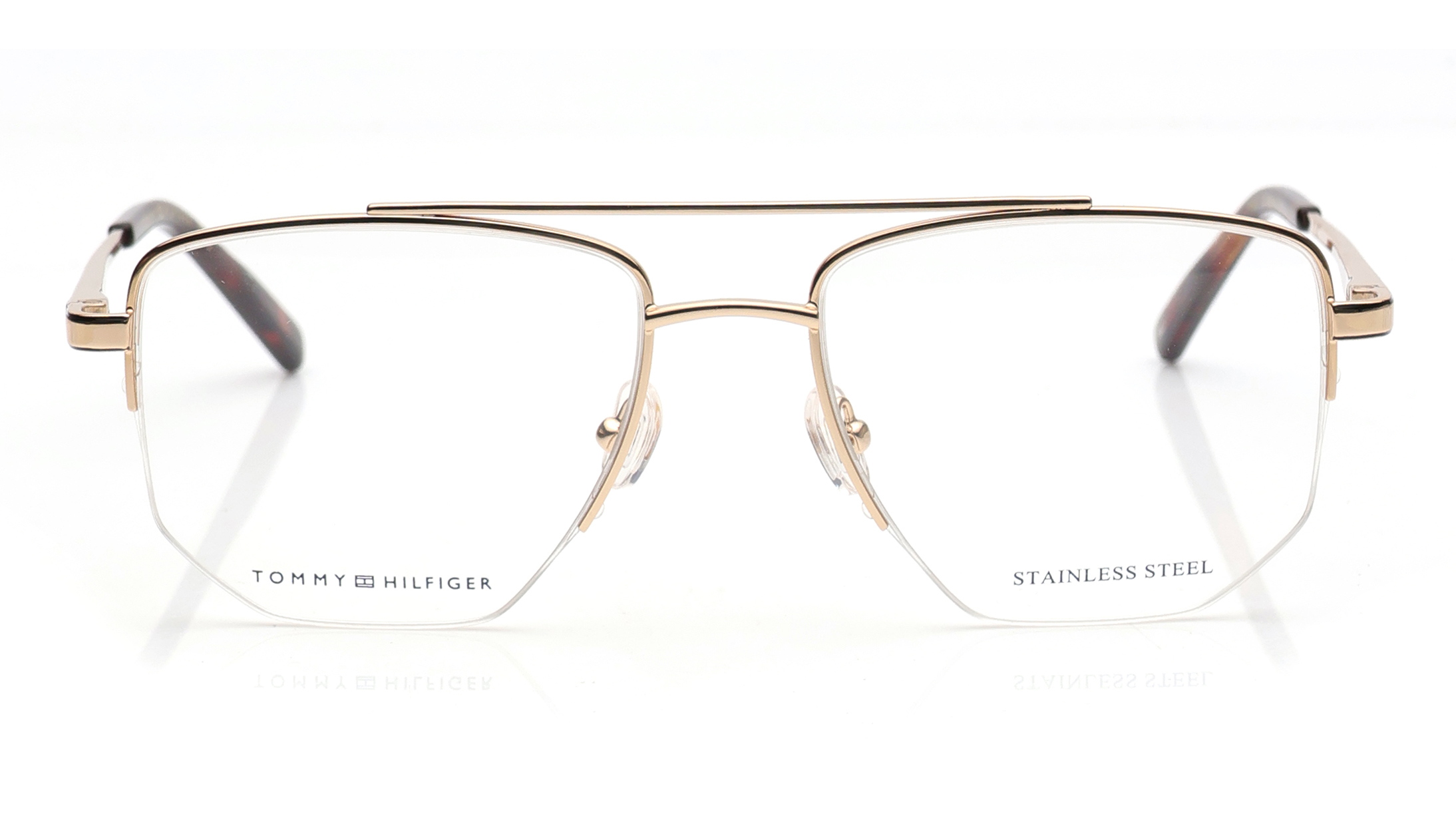 Image 1 of Gold Navigator Eyeglasses for Men from Tommy Hilfiger Available at Titan Eye+