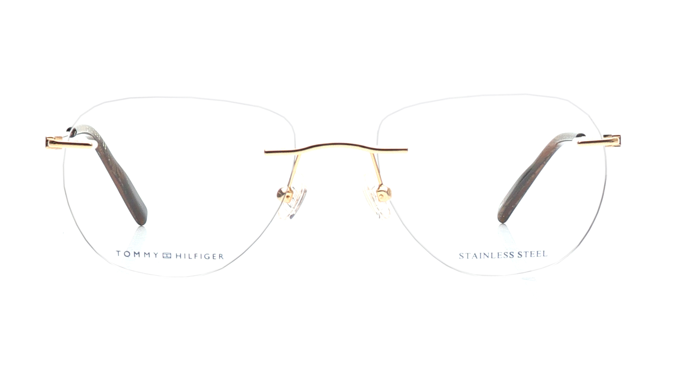 Image 1 of Gold Square Eyeglasses for Men and Women from Tommy Hilfiger Available at Titan Eye+