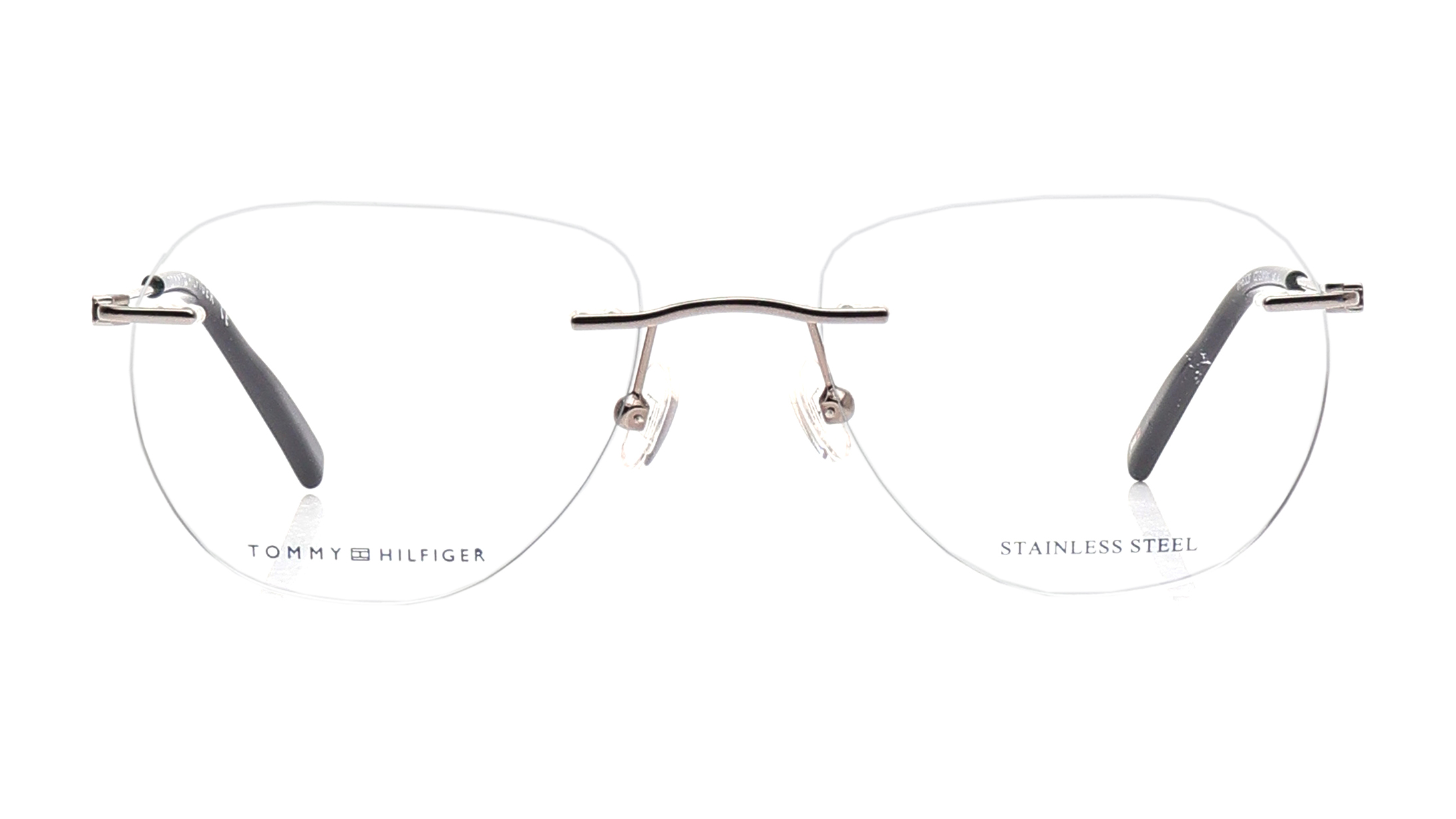 Image 1 of Grey Square Eyeglasses for Men and Women from Tommy Hilfiger Available at Titan Eye+