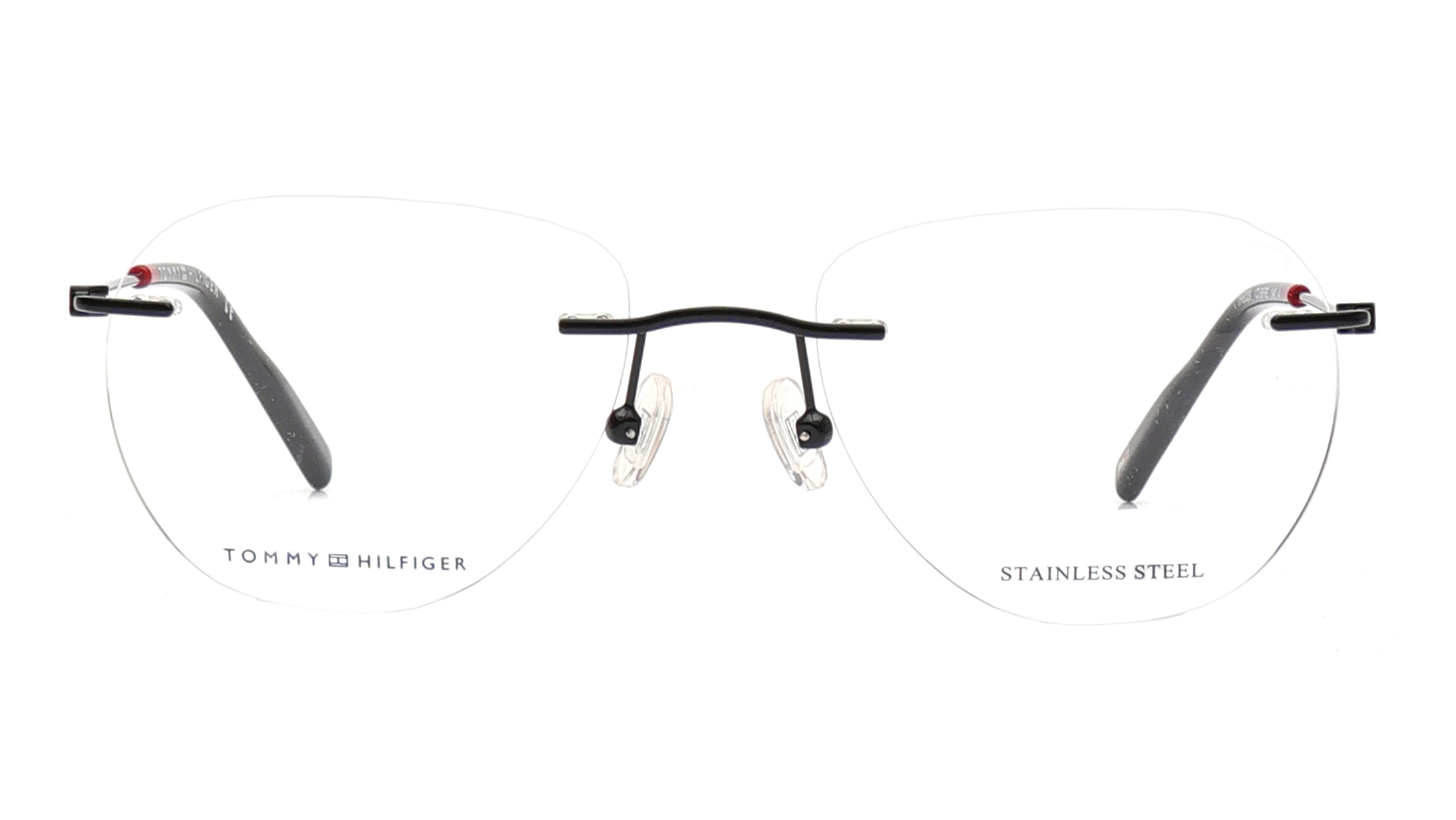 Image 1 of Black Square Eyeglasses for Men and Women from Tommy Hilfiger Available at Titan Eye+