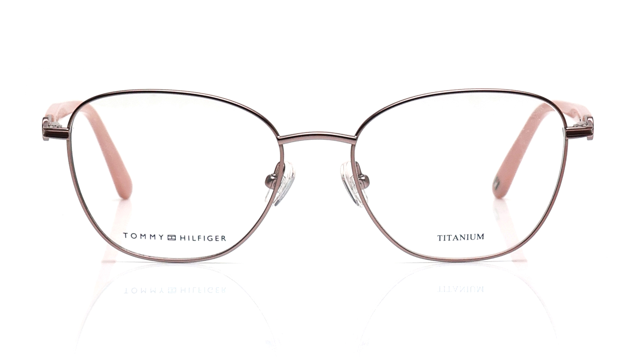 Image 1 of Pink Square Rimmed Eyeglasses for Women from Tommy Hilfiger Available at Titan Eye+