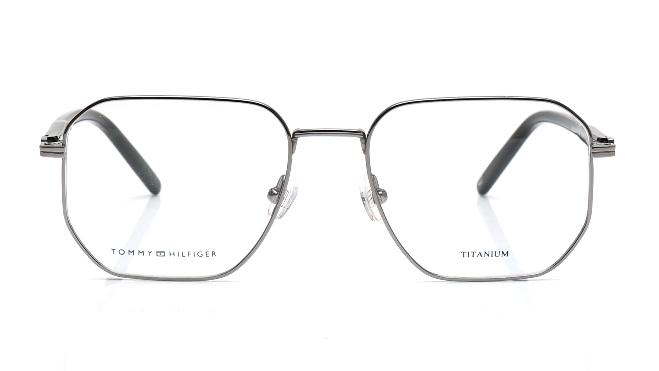 Image 1 of Black Square Rimmed Eyeglasses for Men from Tommy Hilfiger Available at Titan Eye+