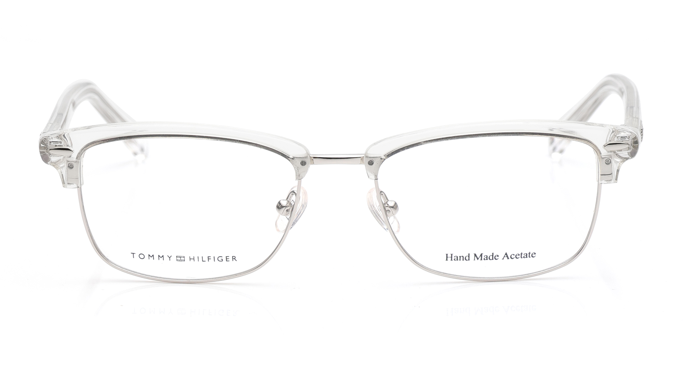 Image 1 of Transparent Clubmaster Eyeglasses for Women from Tommy Hilfiger Available at Titan Eye+