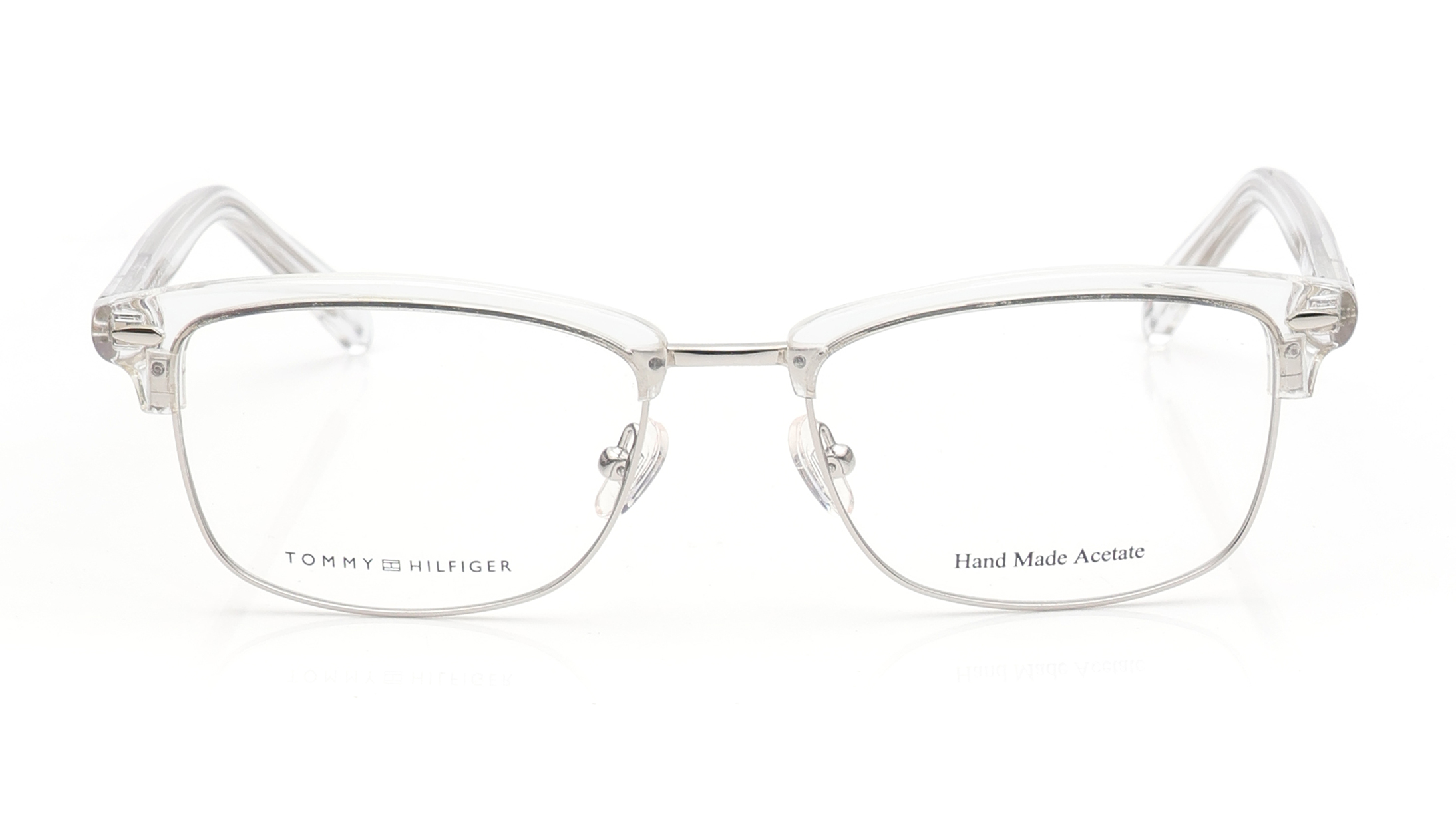 Image 1 of Transparent Clubmaster Eyeglasses for Women from Tommy Hilfiger Available at Titan Eye+