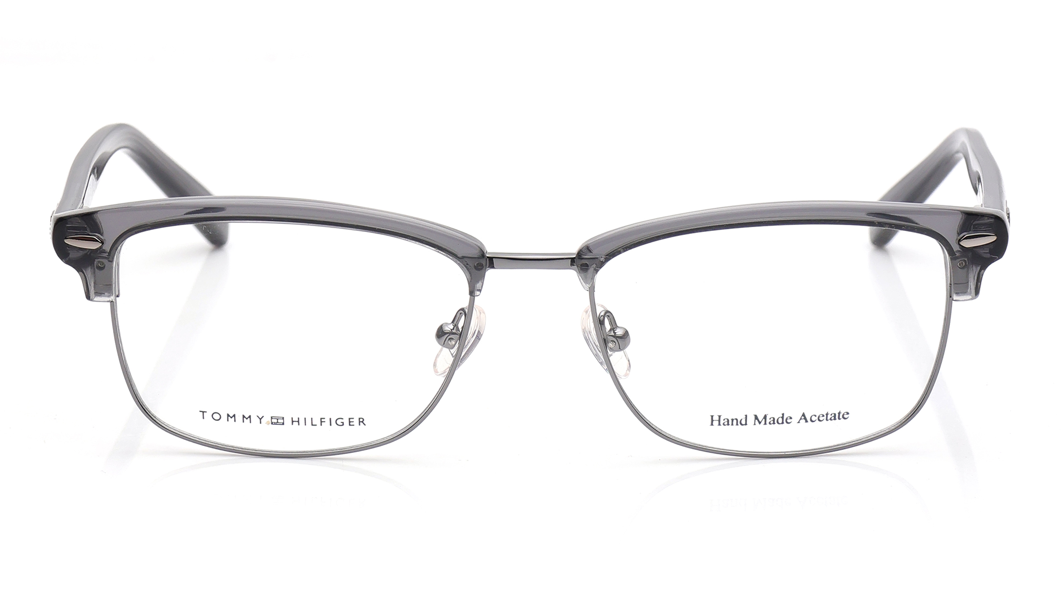 Image 1 of Grey Clubmaster Eyeglasses for Women from Tommy Hilfiger Available at Titan Eye+