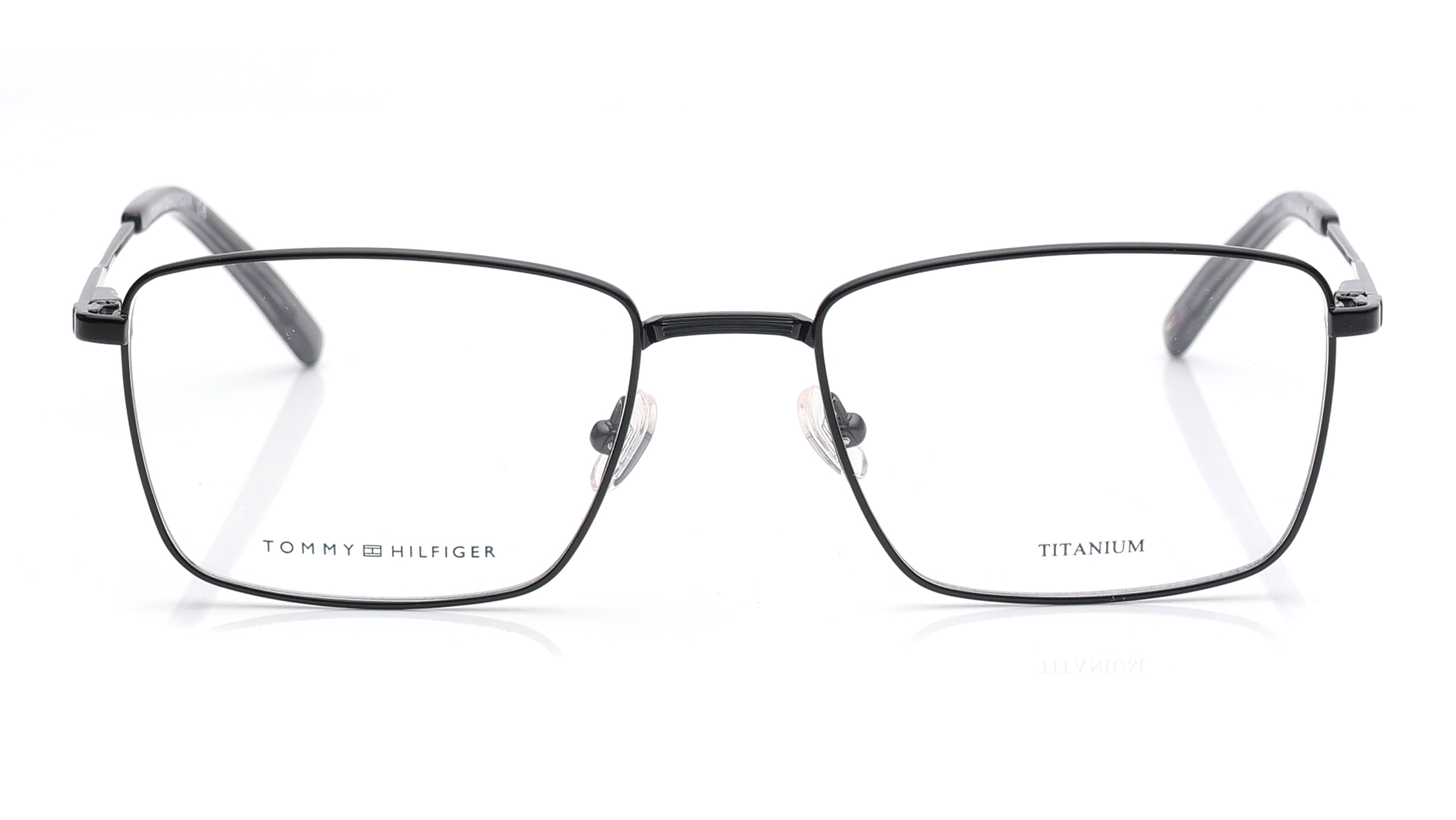 Image 1 of Black Rectangle Eyeglasses for Men from Tommy Hilfiger Available at Titan Eye+