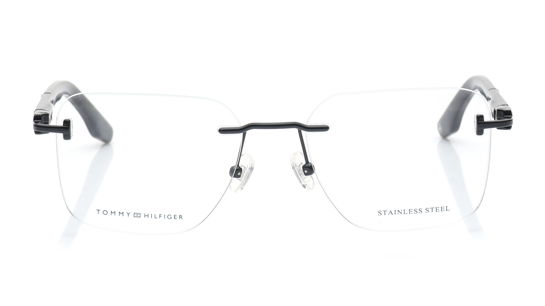 Image 1 of Black Square Eyeglasses for Men from Tommy Hilfiger Available at Titan Eye+