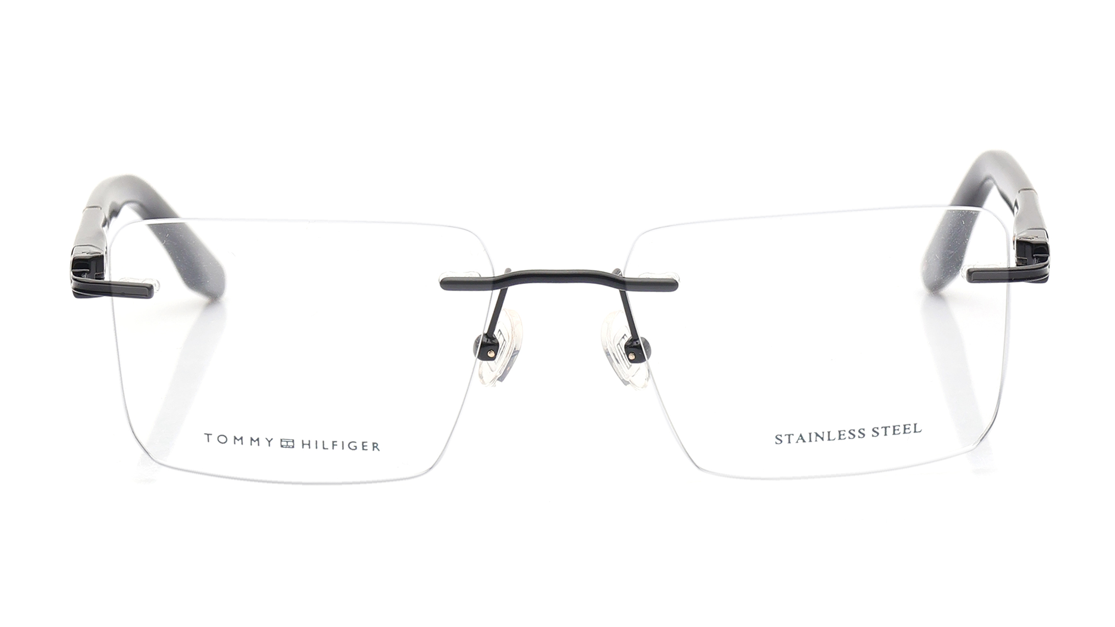 Image 1 of Black Square Eyeglasses for Men from Tommy Hilfiger Available at Titan Eye+