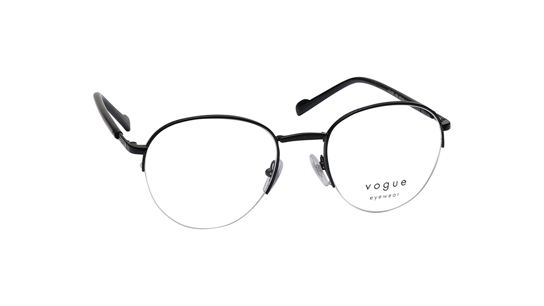 Image 2 of Black Aviator Semi-Rimmed Eyeglasses for Men from Vogue Eyewear Available at Titan Eye+
