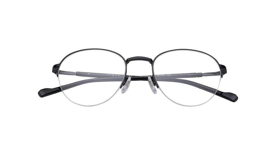 Image 4 of Black Aviator Semi-Rimmed Eyeglasses for Men from Vogue Eyewear Available at Titan Eye+