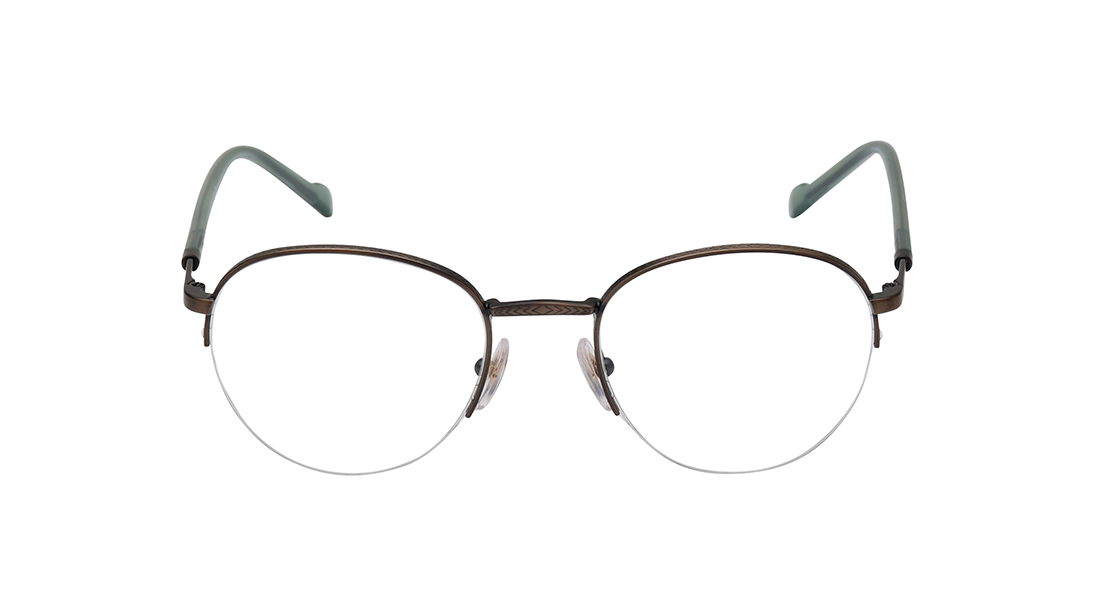 Image 1 of Gold Aviator Semi-Rimmed Eyeglasses for Men from Vogue Eyewear Available at Titan Eye+