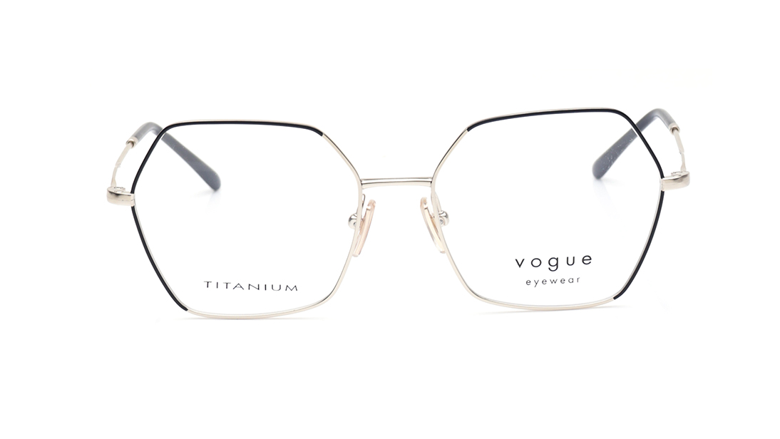 Image 1 of Black Geometric Rimmed Eyeglasses for Women from Vogue Eyewear Available at Titan Eye+