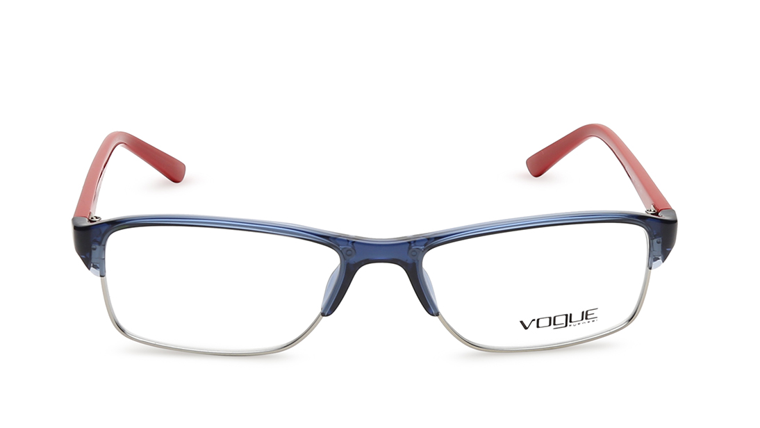 Image 1 of Blue Rectangle Rimmed Eyeglasses (FVO5012I115654|54) from Vogue Eyewear Available at Titan Eye+