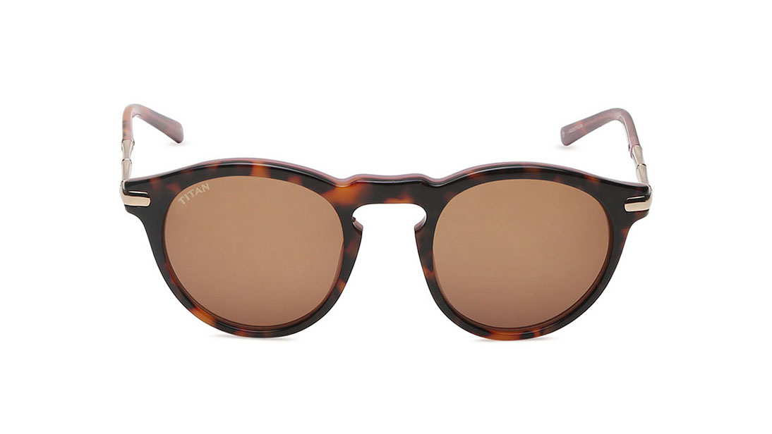 Image 1 of Brown Round Sunglasses for Men and Women from Titan Available at Titan Eye+