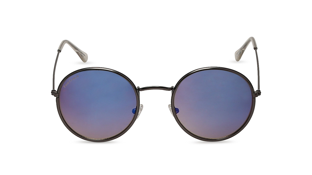 Image 1 of Blue Round Rimmed Unisex Sunglasses(M252BU2TV) from Fastrack Available at Titan Eye+