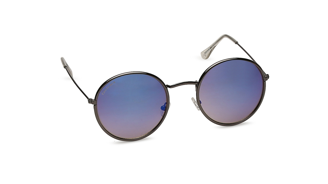 Blue Round Rimmed Unisex Sunglasses(M252BU2TV)