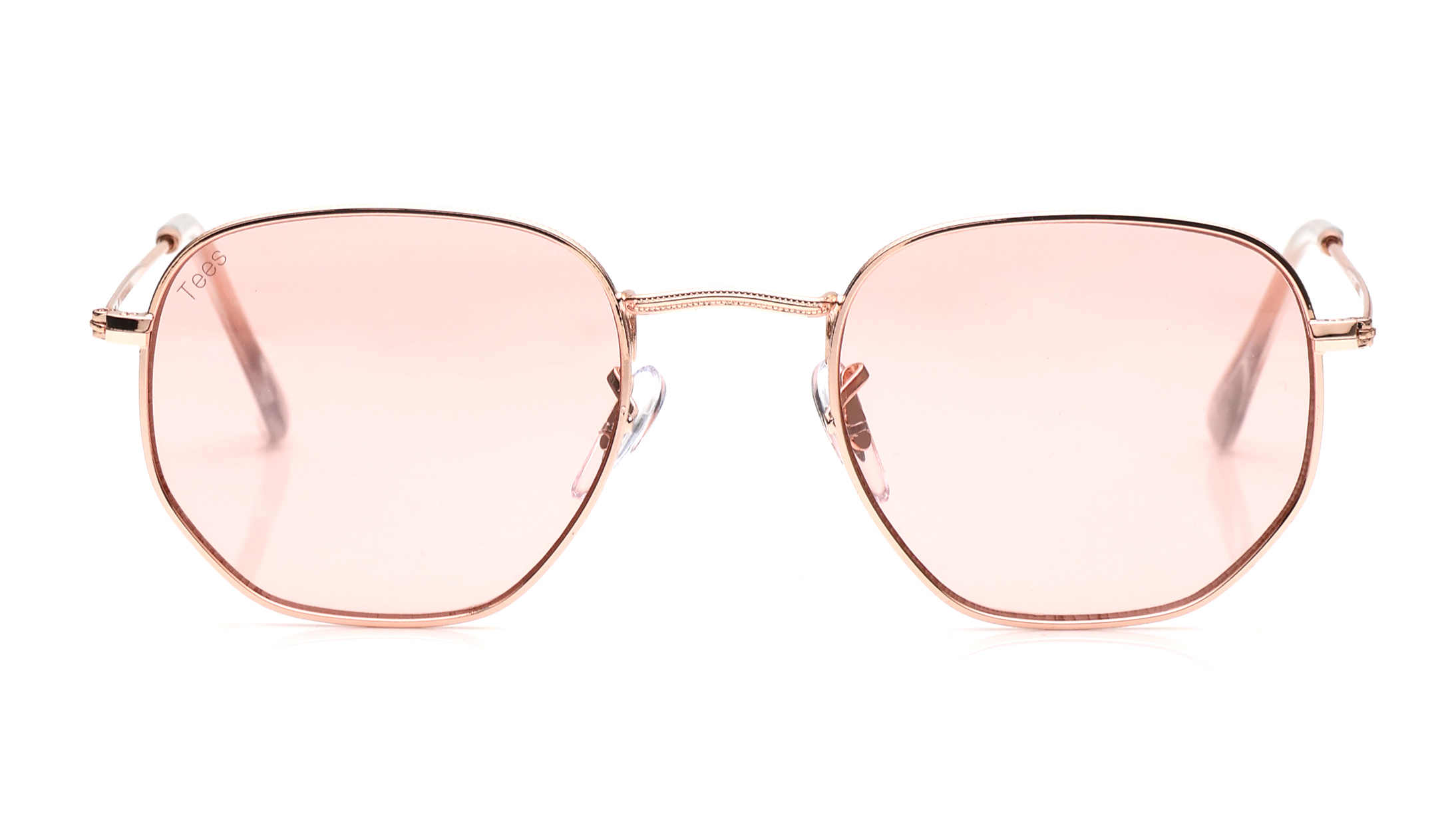 Image 1 of Pink Hexagon Sunglasses for Men and Women from Tees By Fastrack Available at Titan Eye+