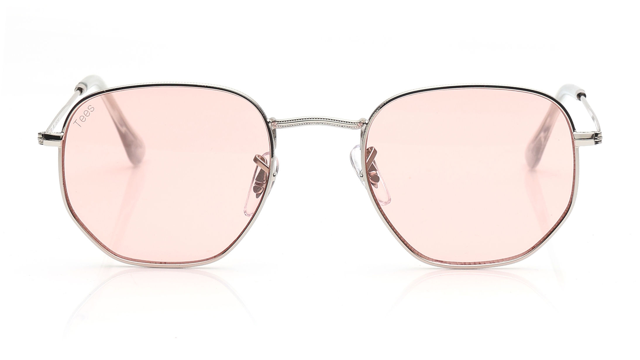 Image 1 of Pink Hexagon Sunglasses for Men and Women from Tees By Fastrack Available at Titan Eye+